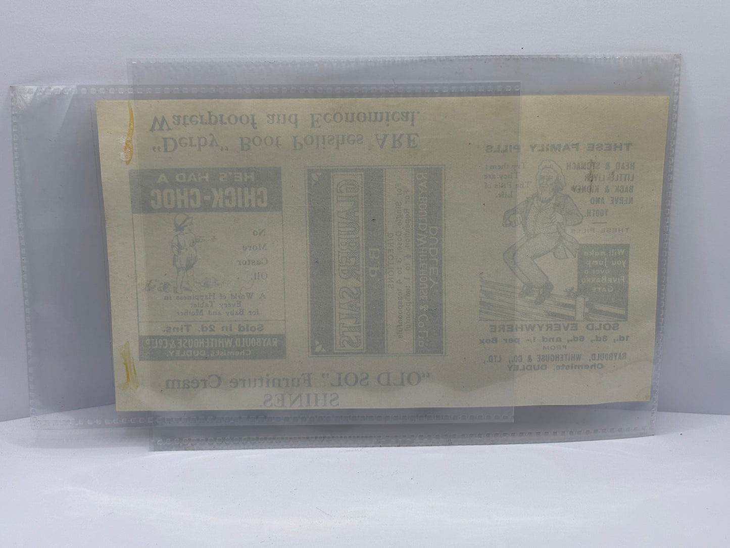 Old advertising paper/adverts. Chemist, furniture cream. ephemera