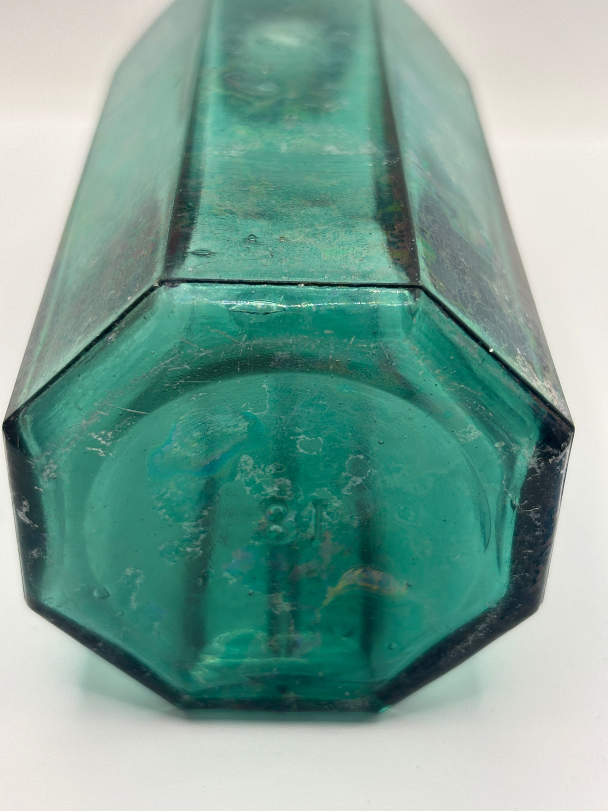 Old green advertising bottle, Rumford chemical works
