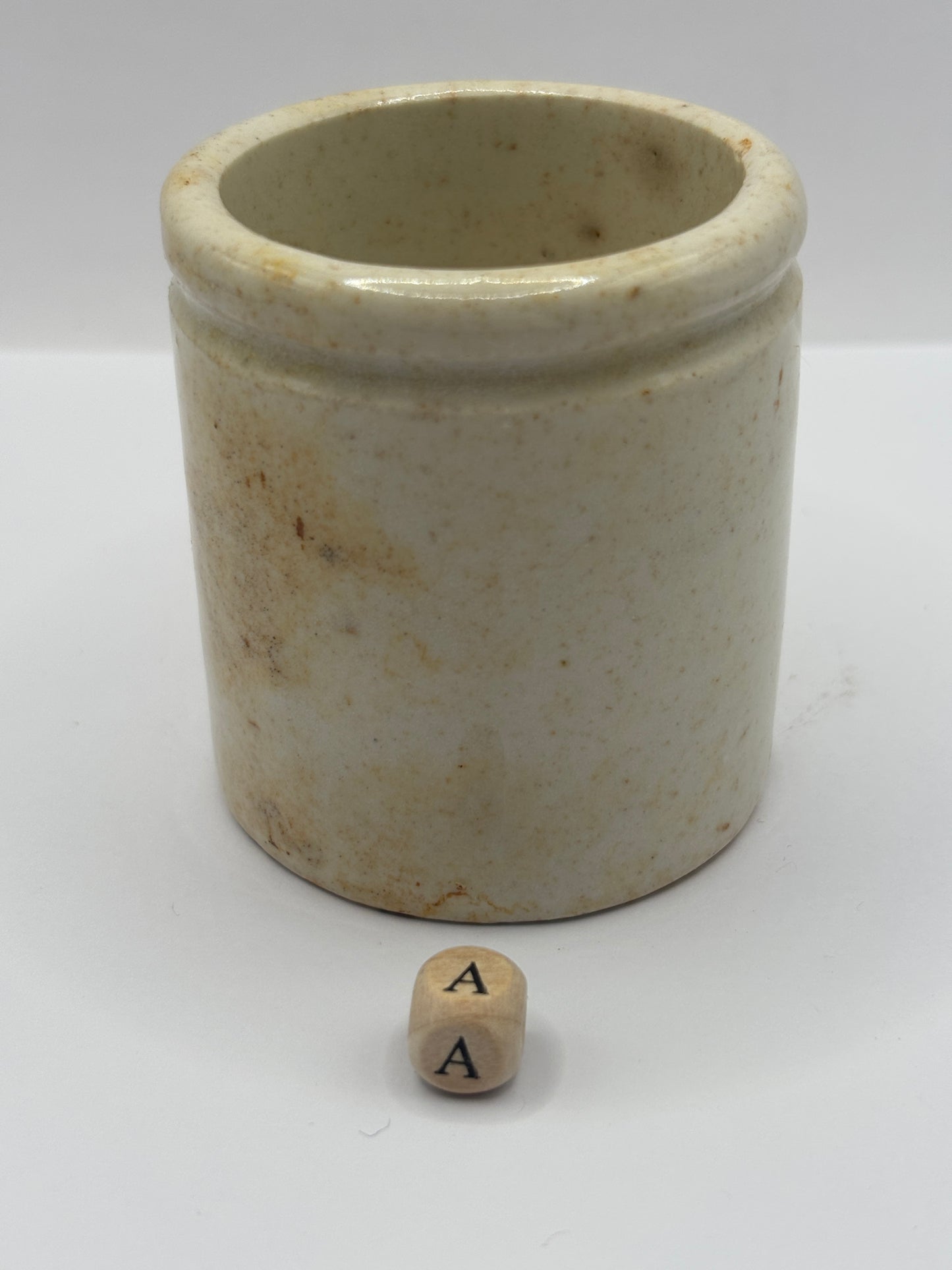 Old small chunky stoneware pot (a)