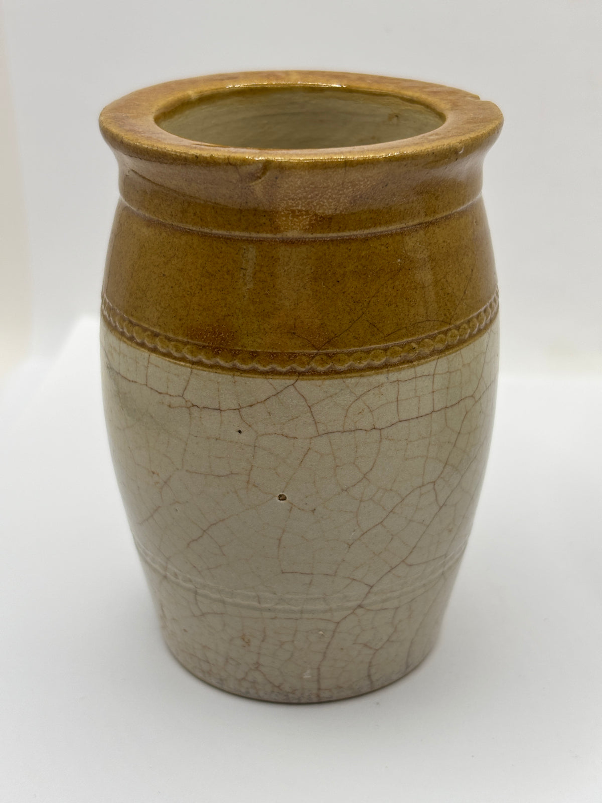 Old stoneware advertising jar, Fresh Caviare