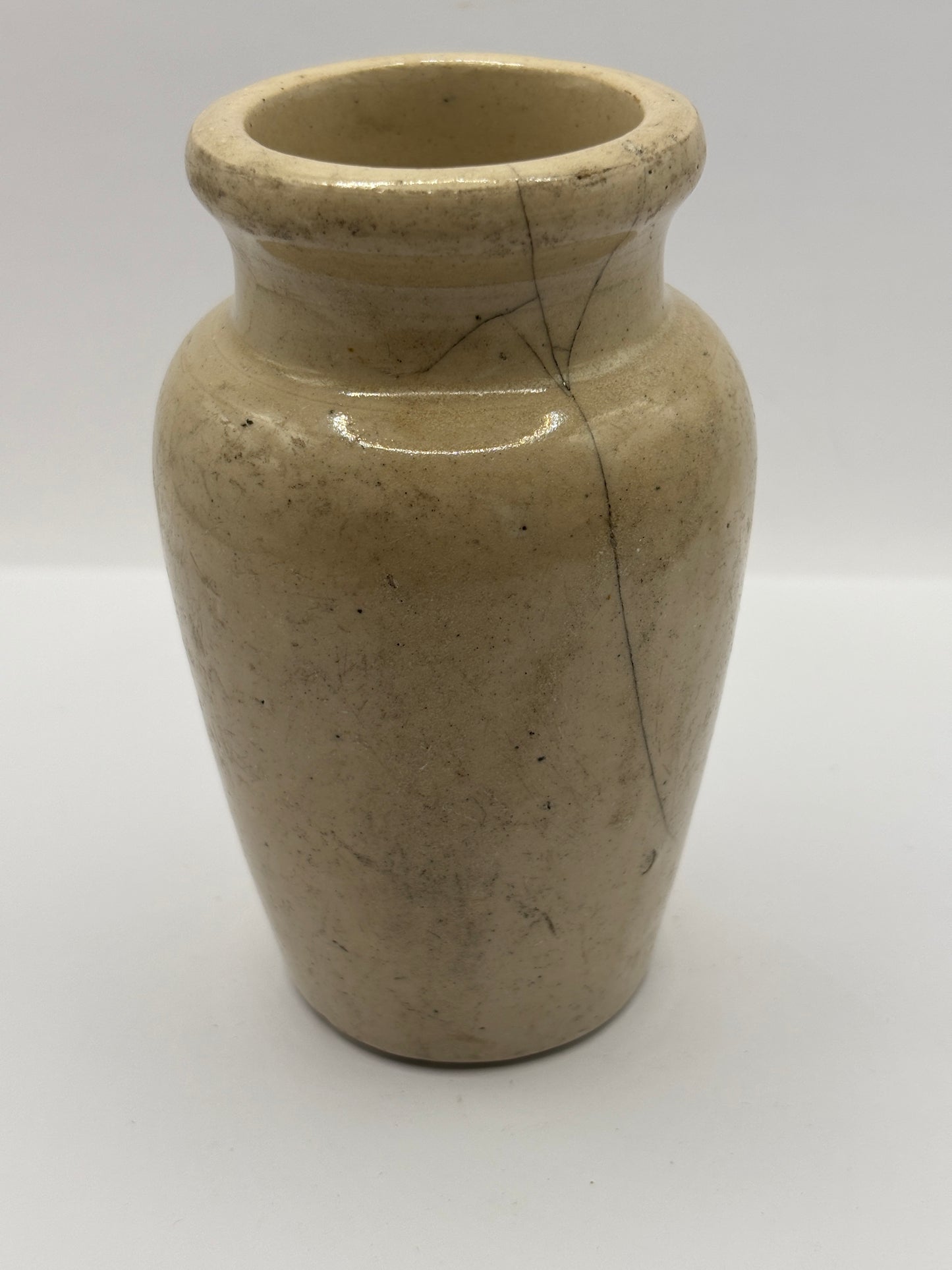 Old advertising cream pot, Carricks pure thick cream. Damaged