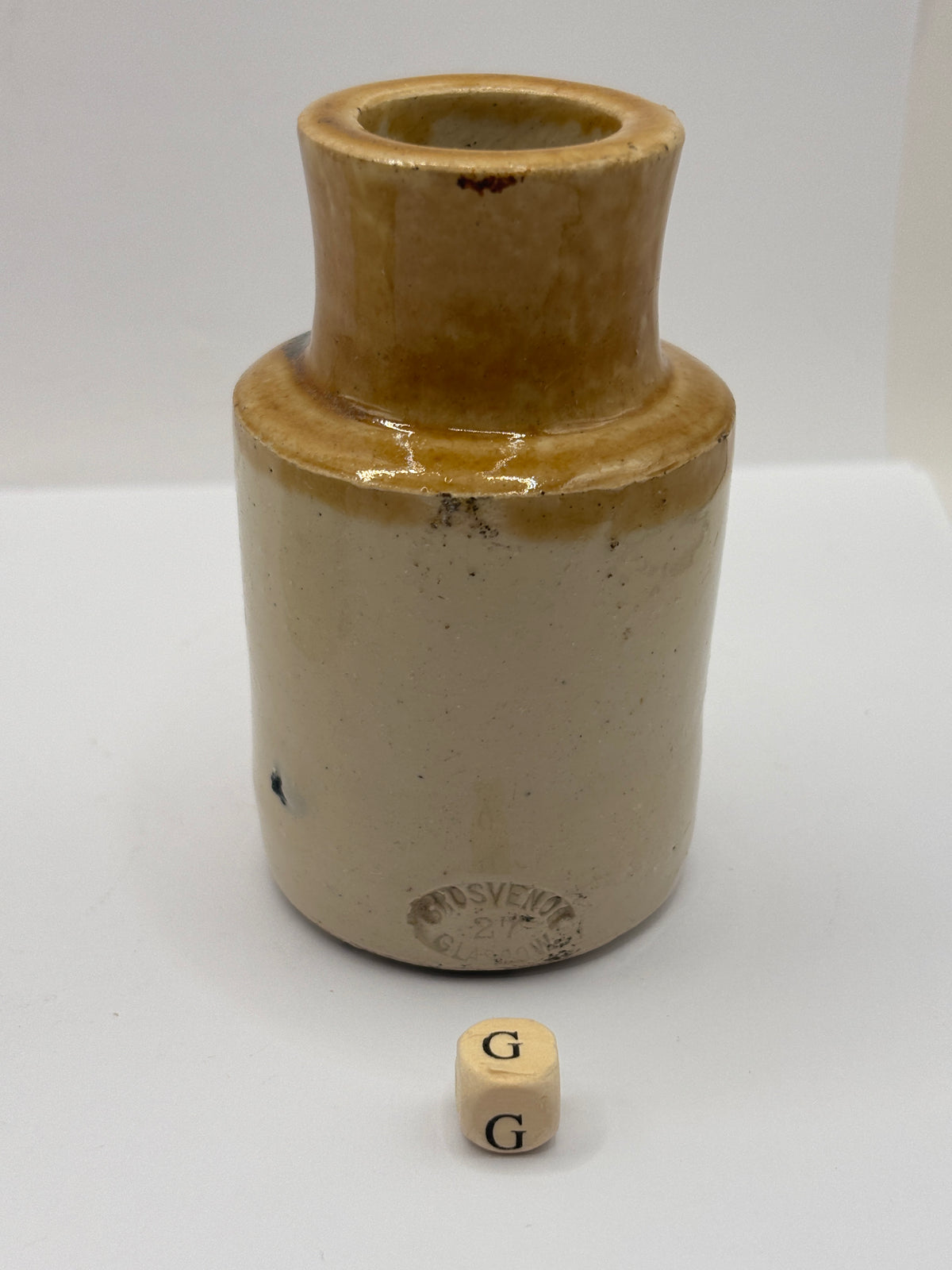 Old mini stoneware blacking pot (G) 9.5cms