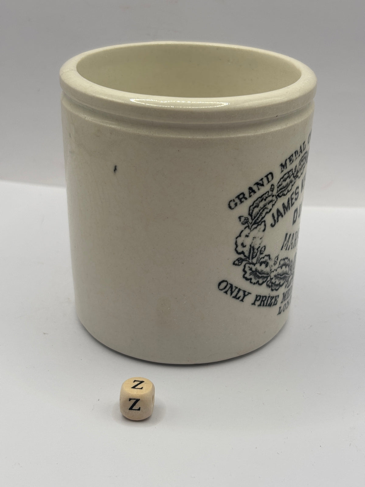 Old 1lb stoneware marmalade pot, James Keiller Dundee marmalade (z)