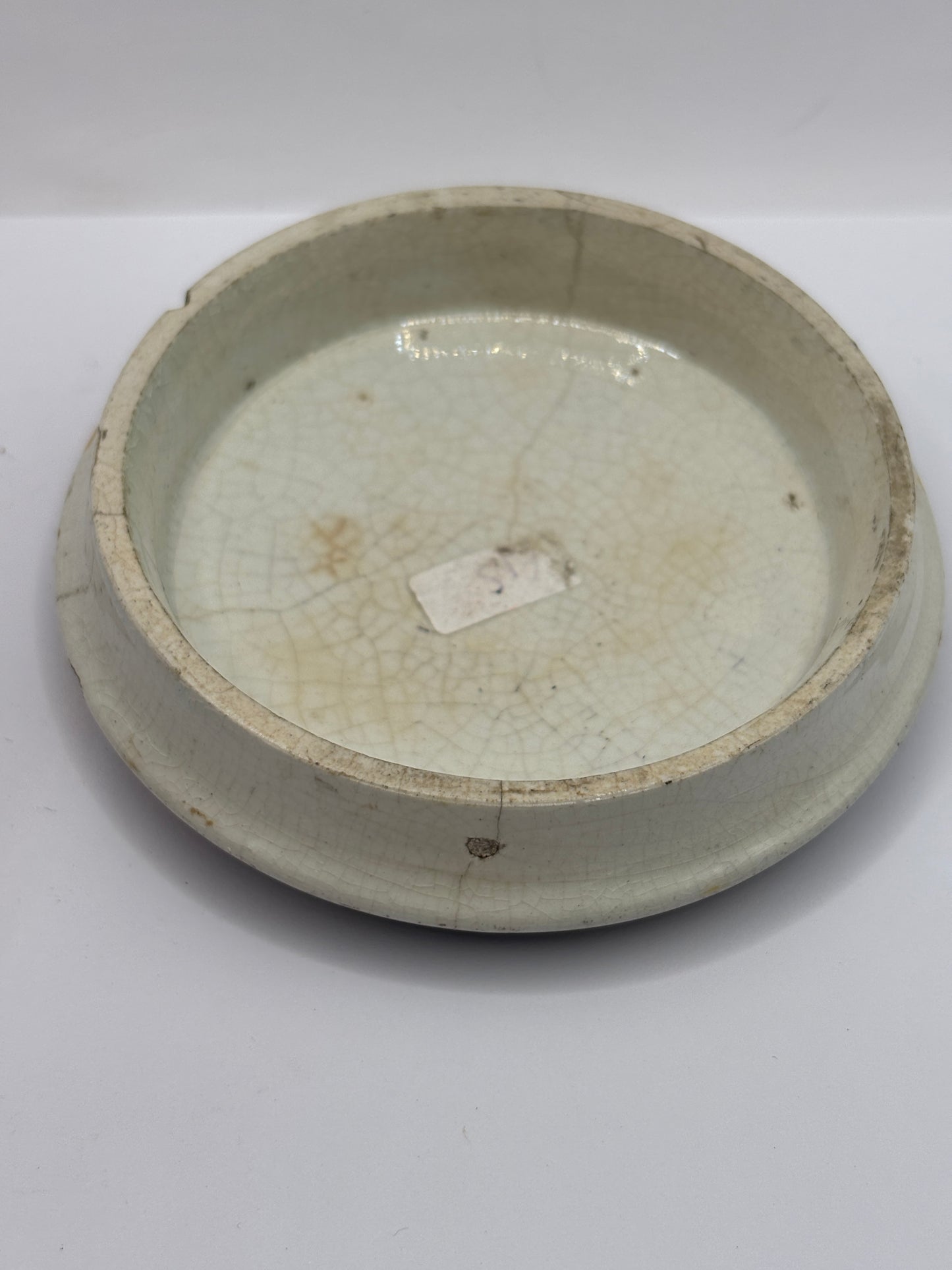 Old Prattware lid,If i ever plant in that bosom a thorn. Chipped