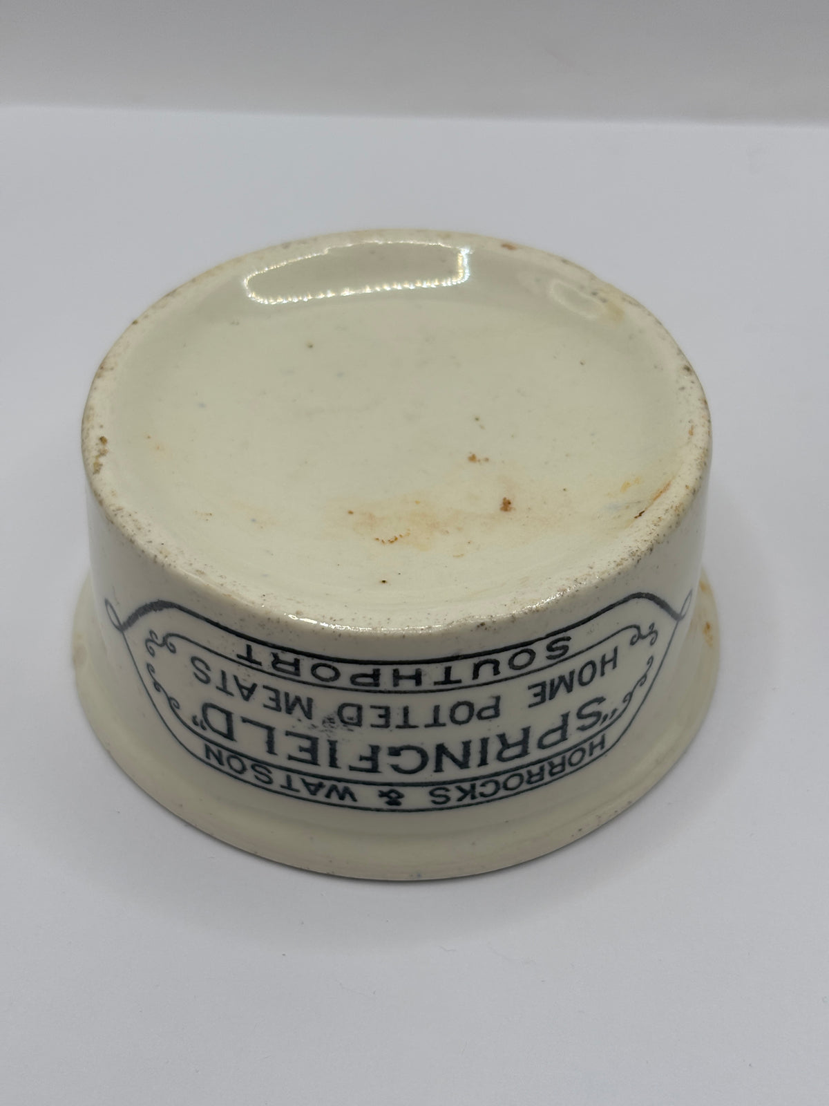 Old advertising meat paste pot, Springfield.