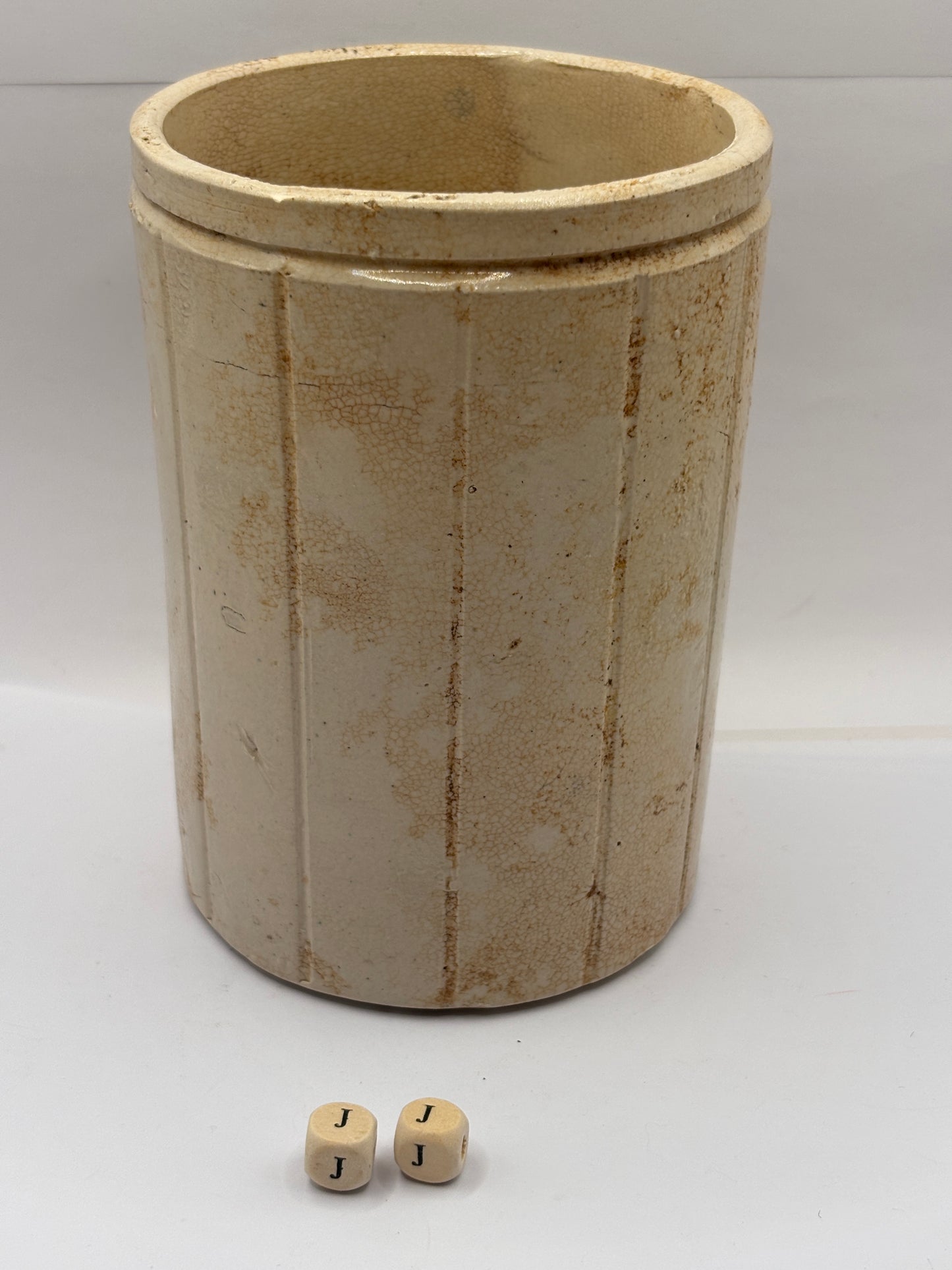 Old 2lb ribbed stoneware jam pot (JJ) Hartley’s