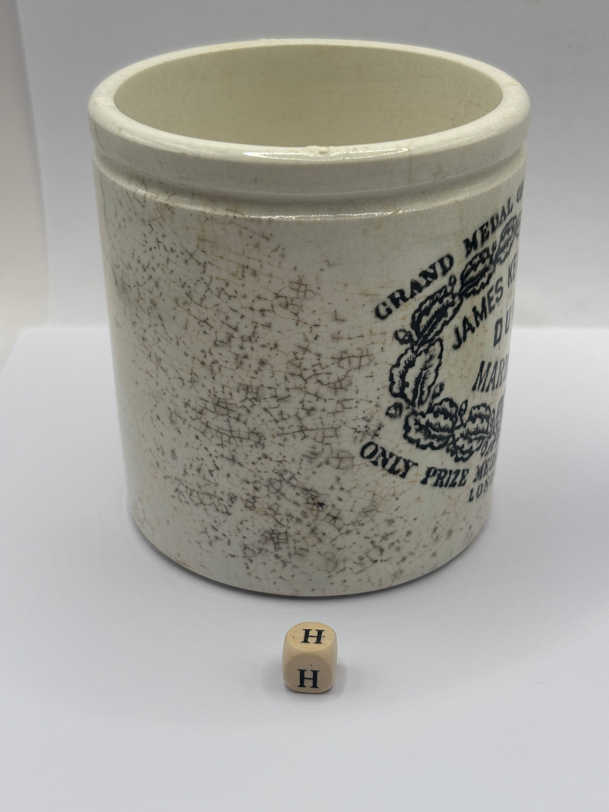 Old 1lb stoneware marmalade pot, James Keiller Dundee marmalade (H)