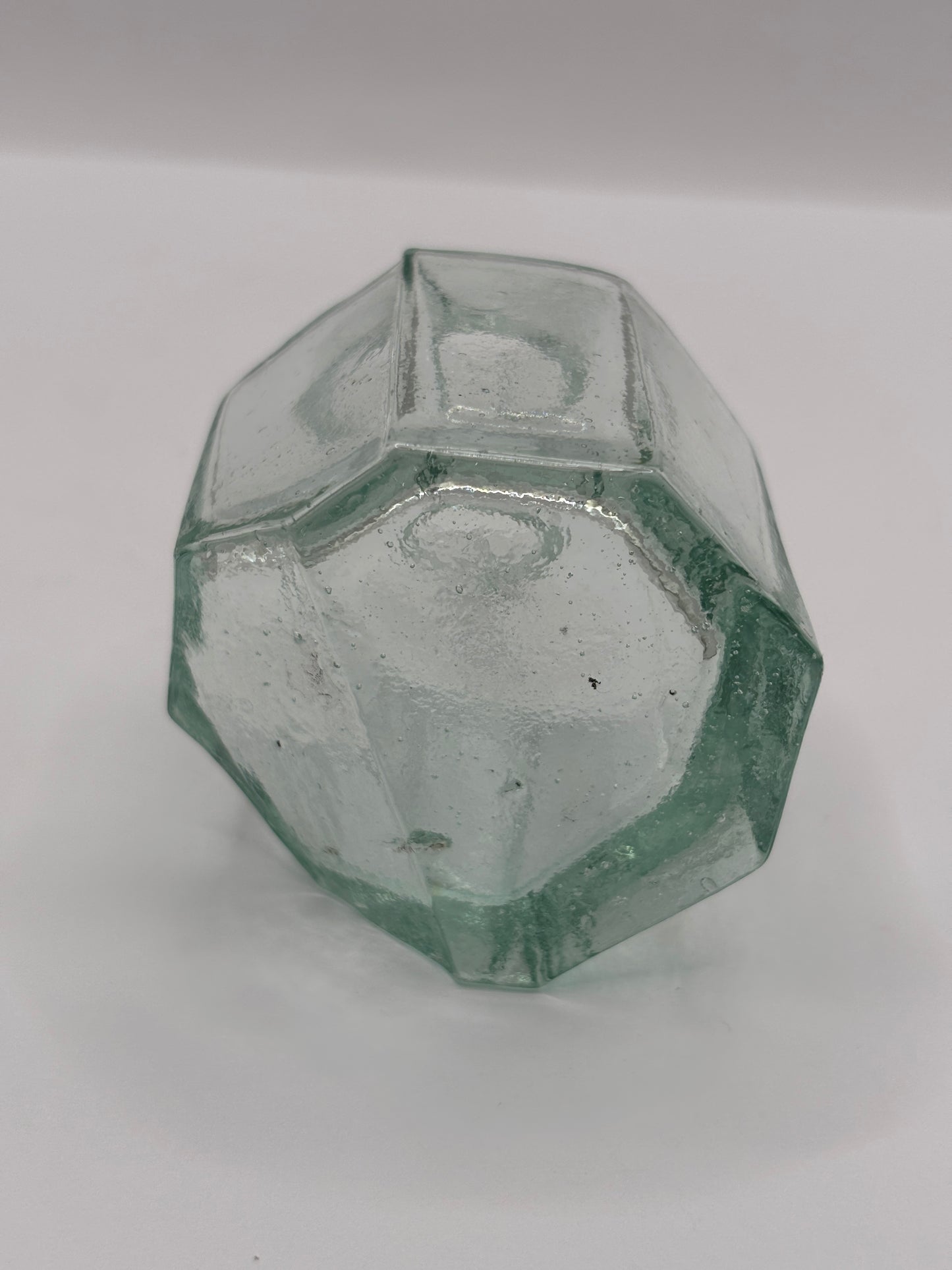 Old aqua glass inkwell, tipper ink