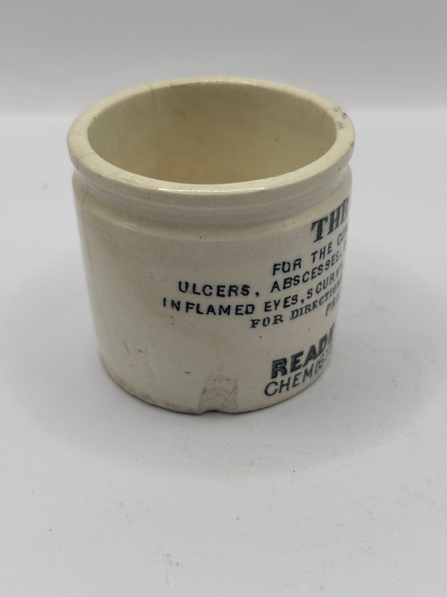 Old advertising ointment pot, Egyptian salve. Reade Brothers