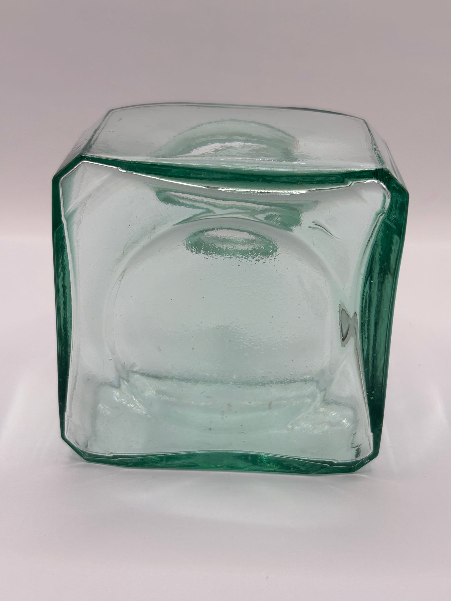 Old large square glass ink, inkwell