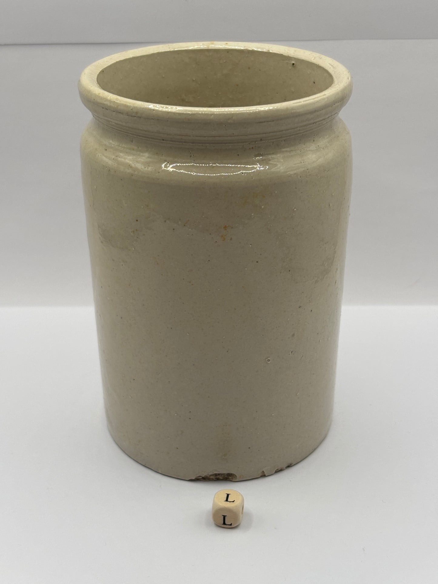 Old 2lb rolled top stoneware jam & marmalade pot (L)