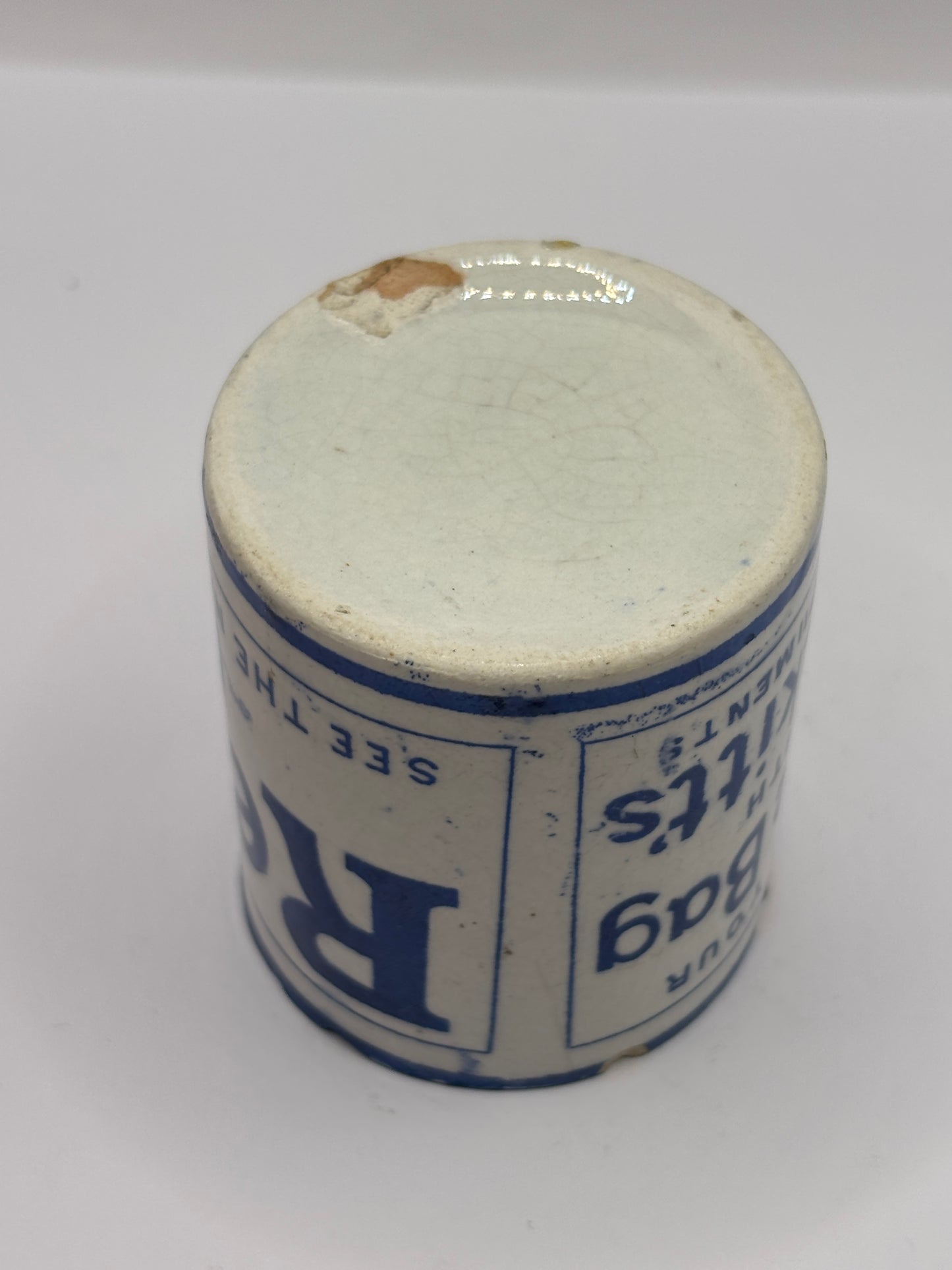 Old advertising jar, Reckitts blue