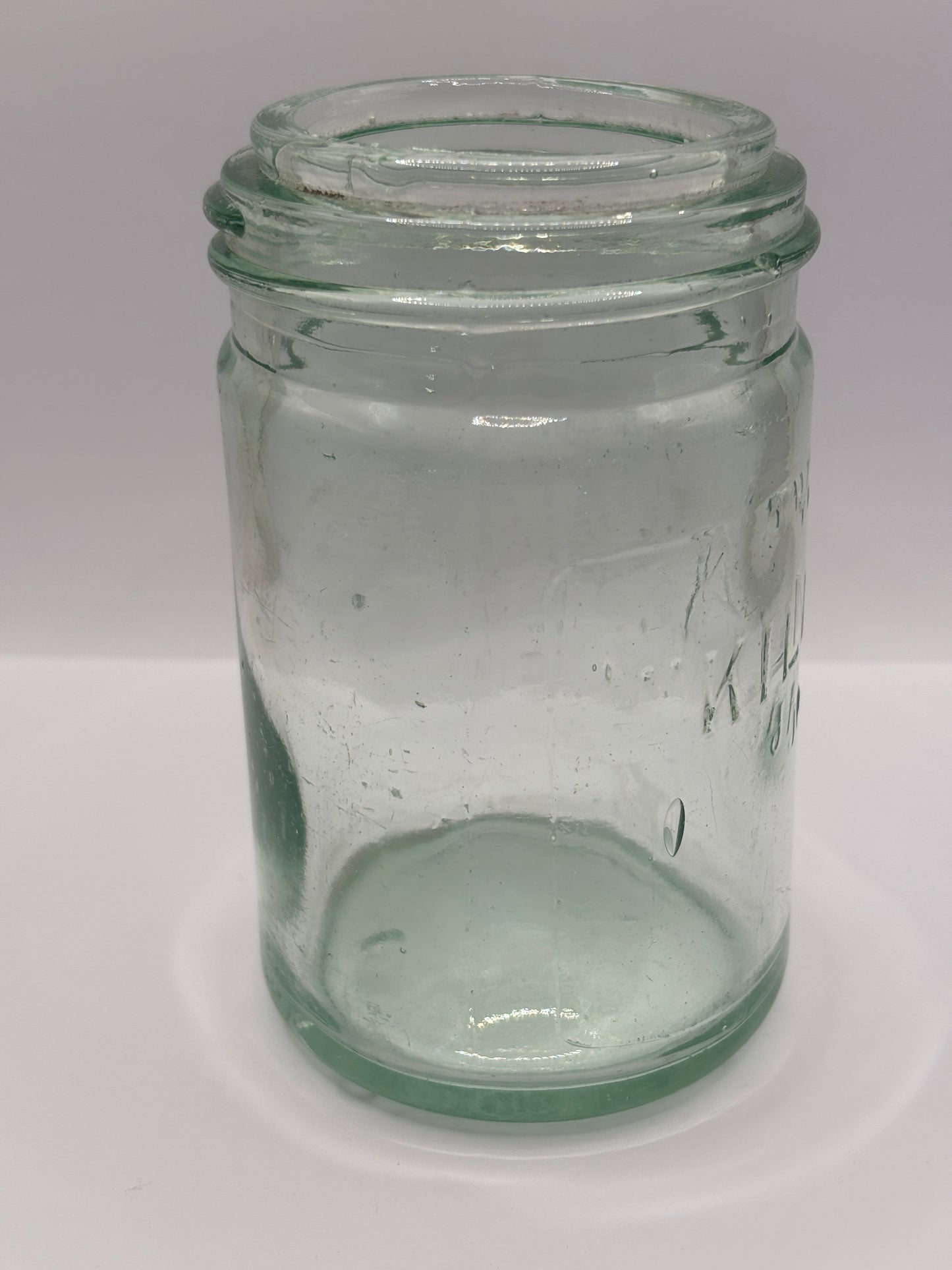 Old aqua glass kilner jar (M)