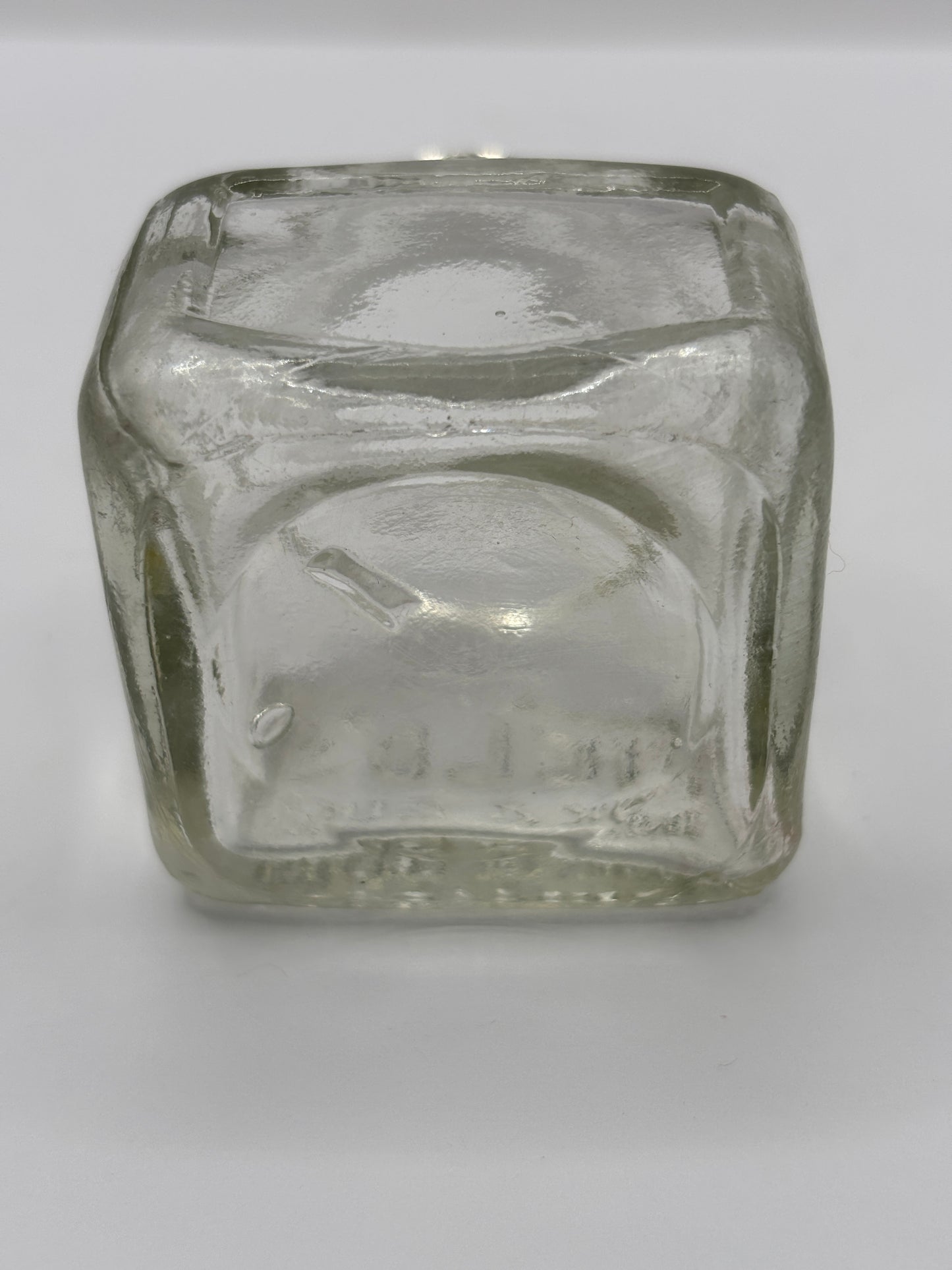 Old clear glass advertising inkwell, ink bottle. Fields ink