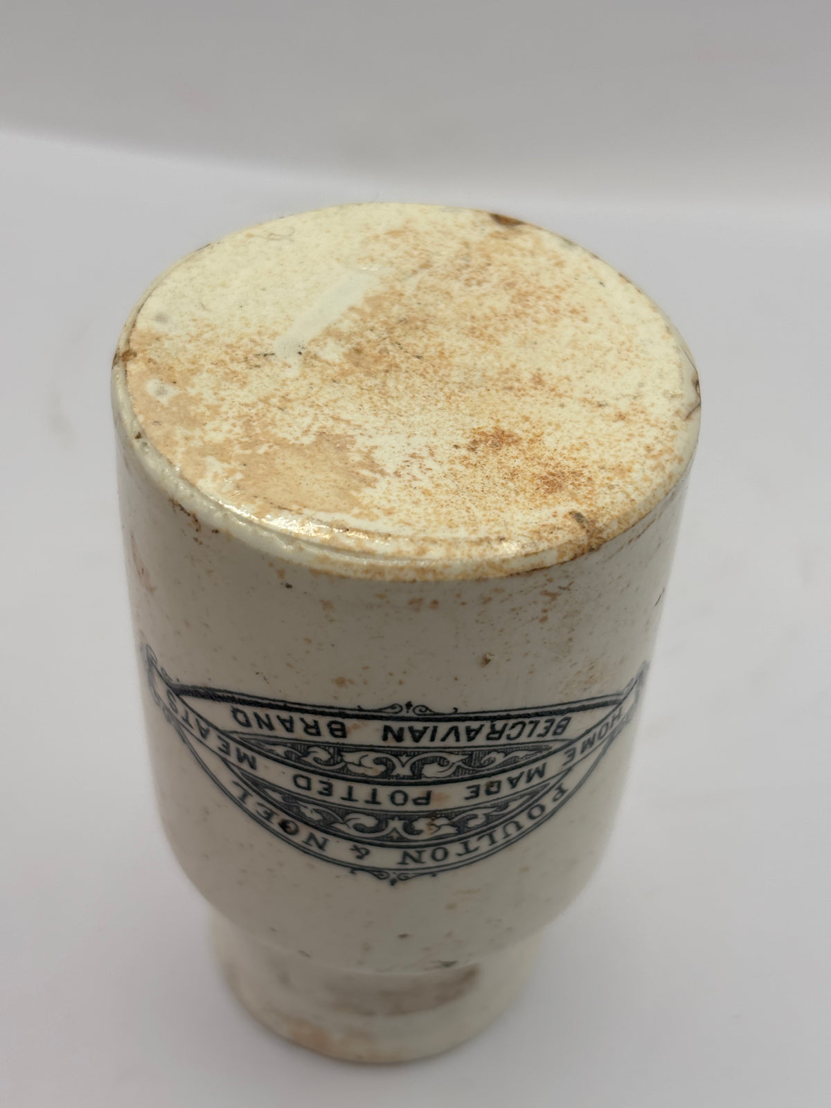 Old advertising potted meat jar, Poulton & noel home made potted meats