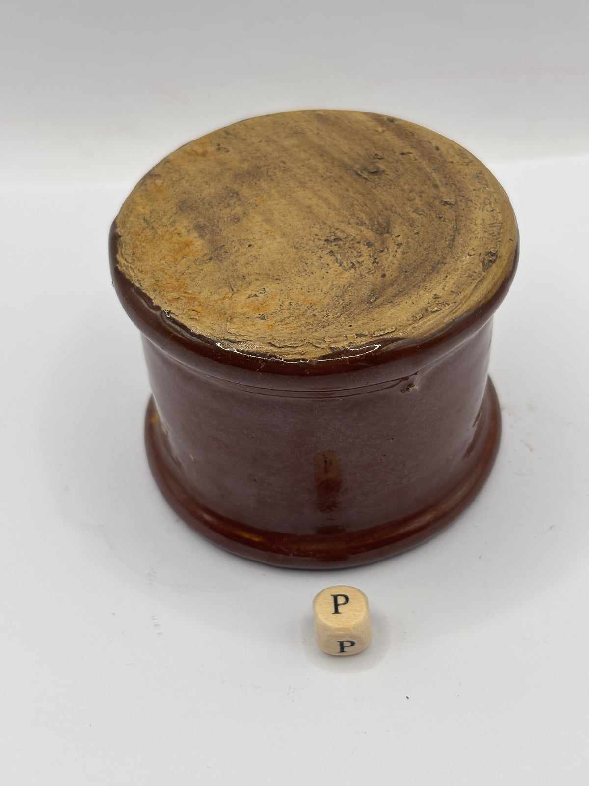 Old brown stoneware cream pot (P)