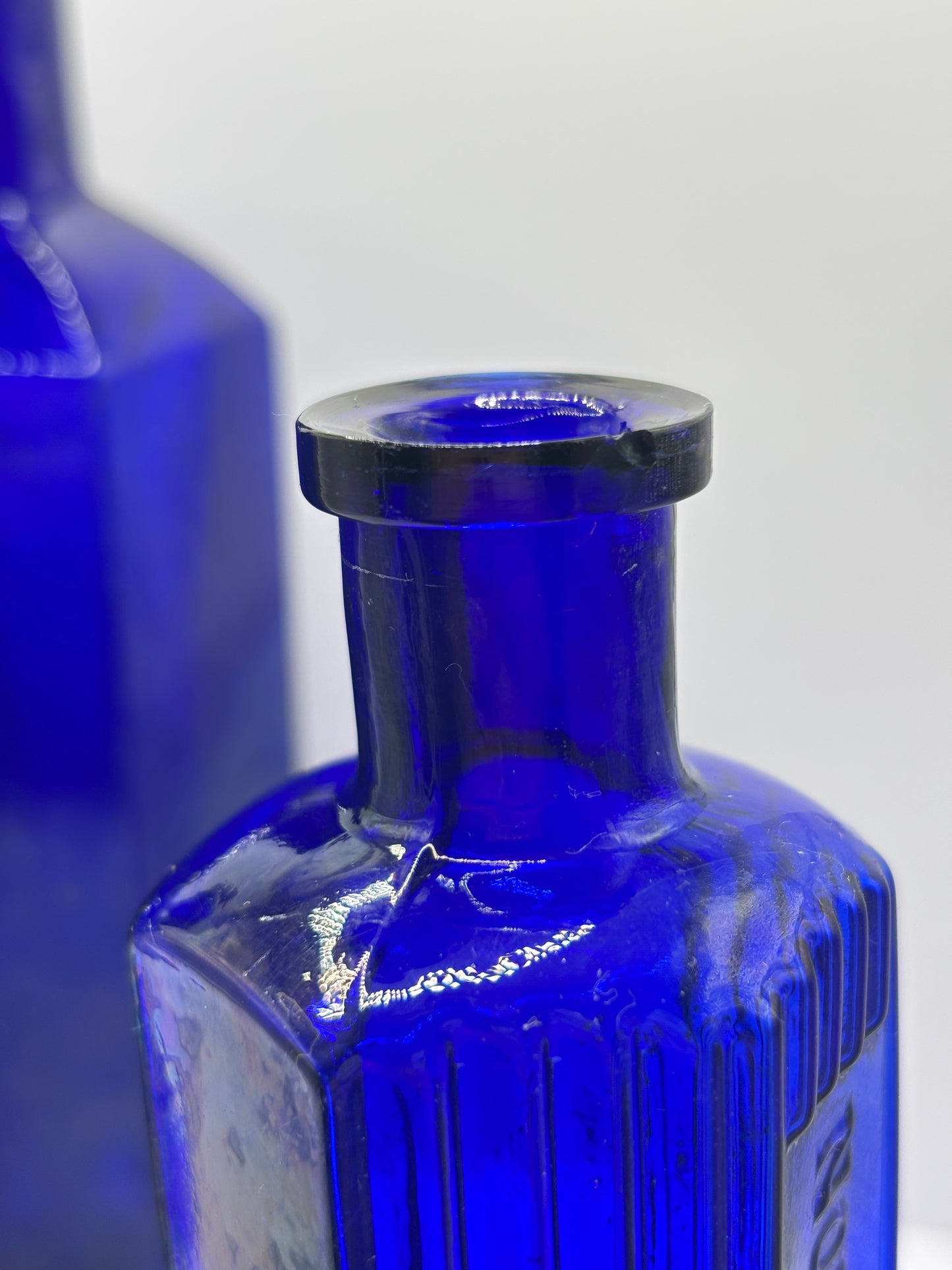 3 old blue poison bottles, not to be taken