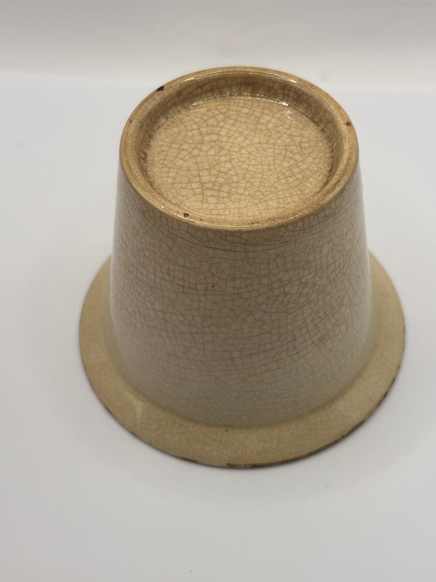 Old stained & crazed jar/container/dish