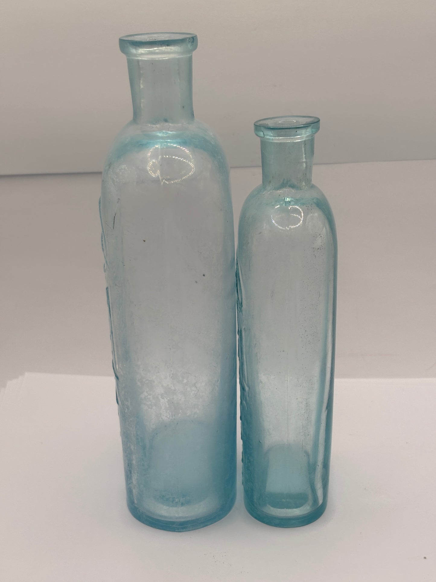 2 Old crusty glass Boots cash chemists bottles