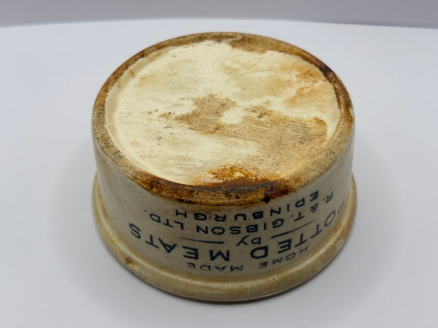 Old Home made potted meats advertising dish, Gibson LTD Edinburgh