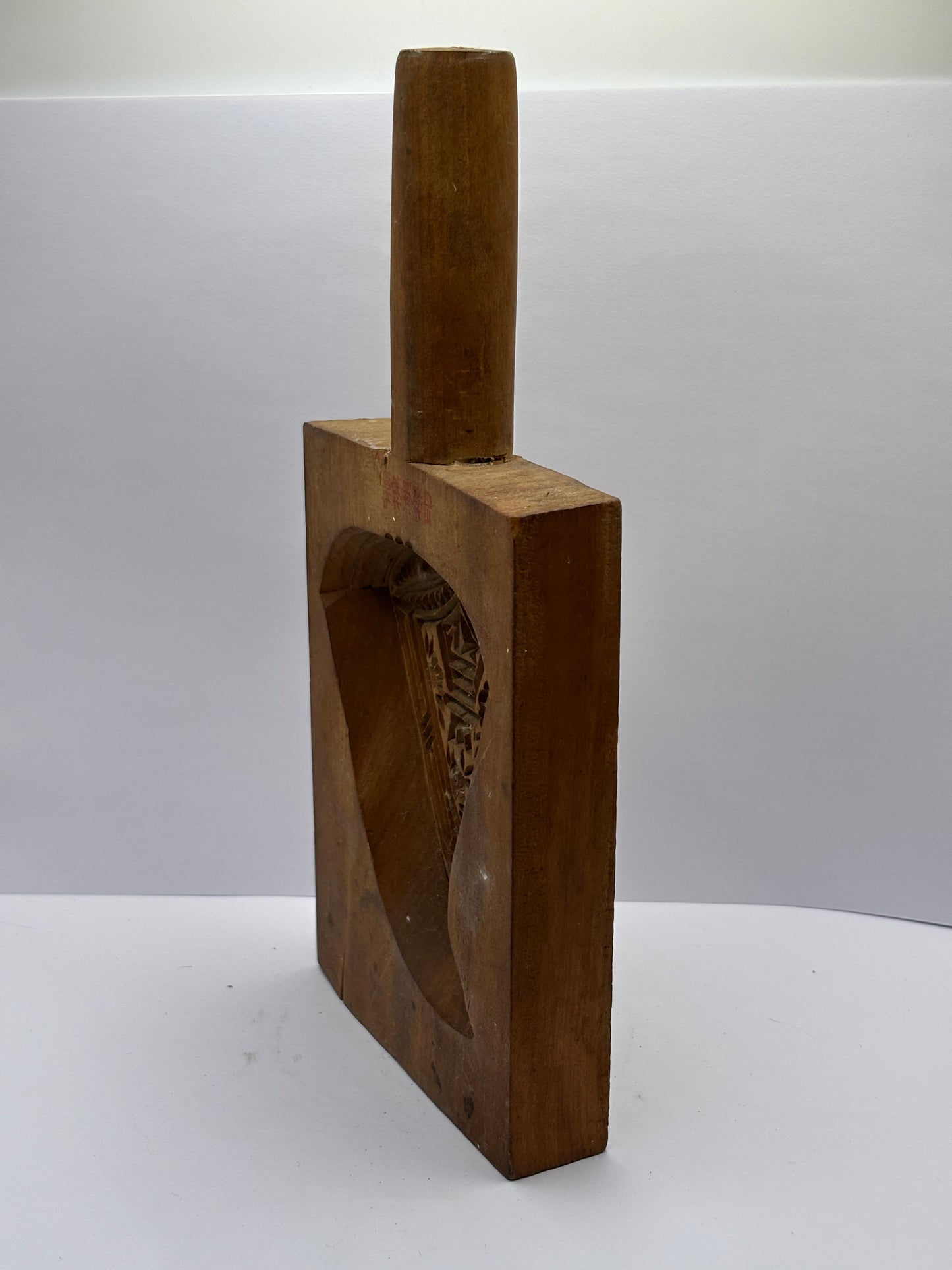 Old japanese wooden carved mold, biscuit/butter mold?