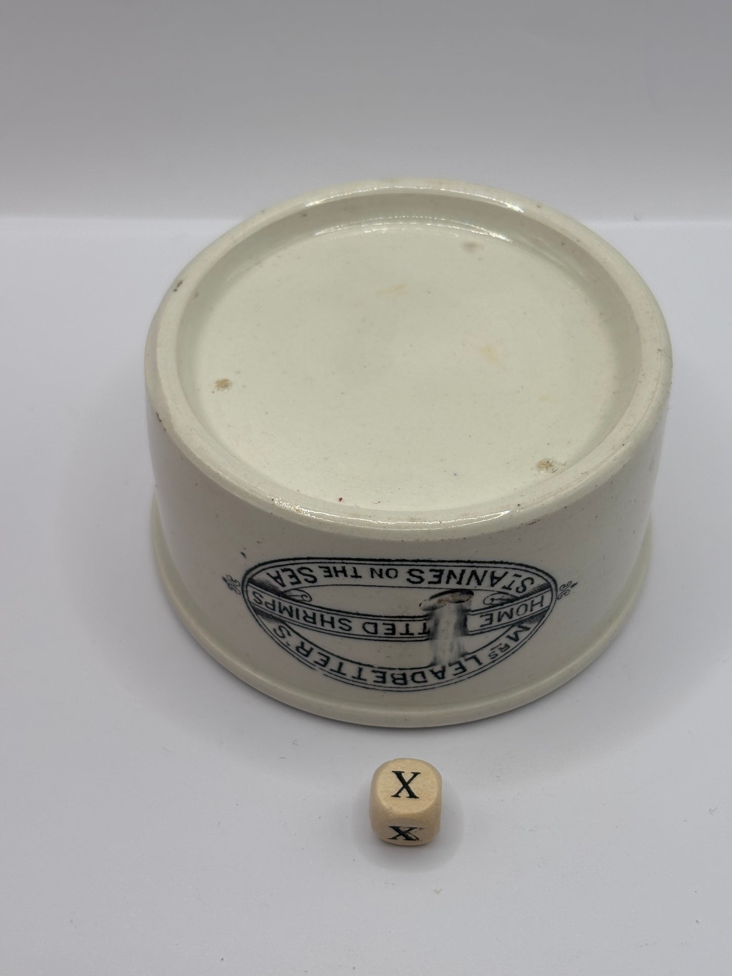 Old advertising shrimp paste pot. Mrs leadbetters home potted shrimps