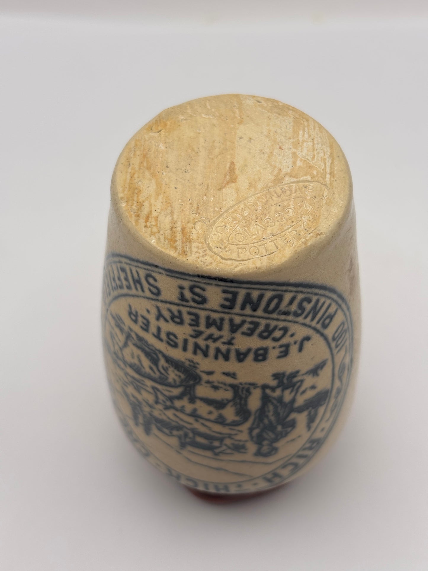 Old advertising cream pot,Bannisters Huddersfield dairies. Rich thick cream 8.5cms