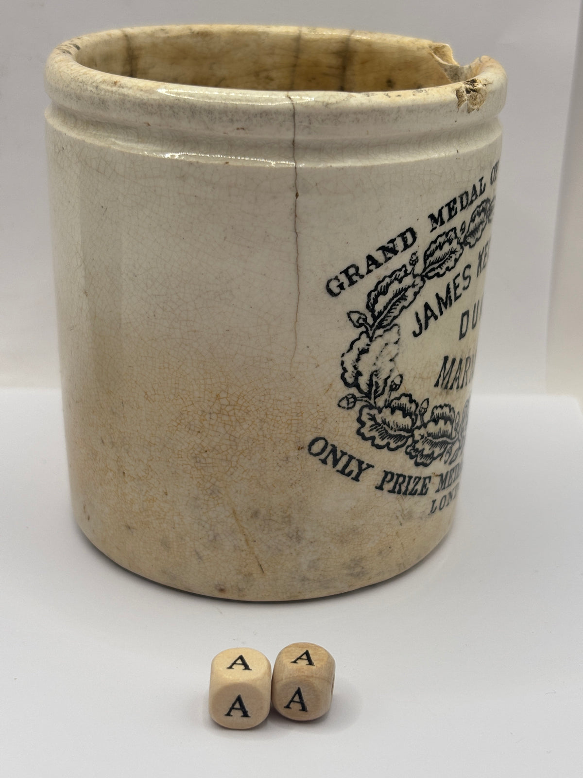 Old 1lb stoneware marmalade pot, James Keiller Dundee marmalade (AA)
