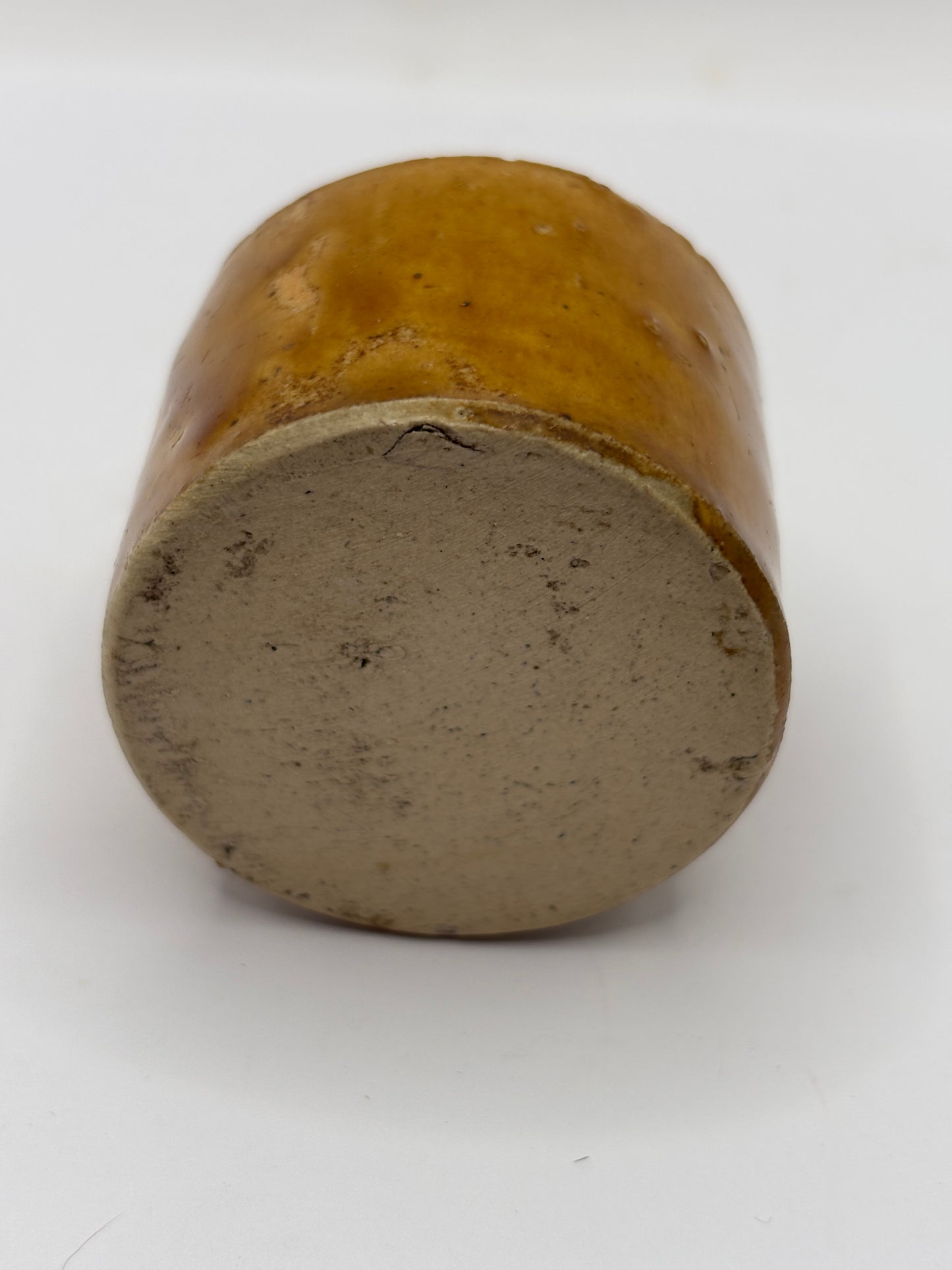 Old brown stoneware inkwell, ink bottle