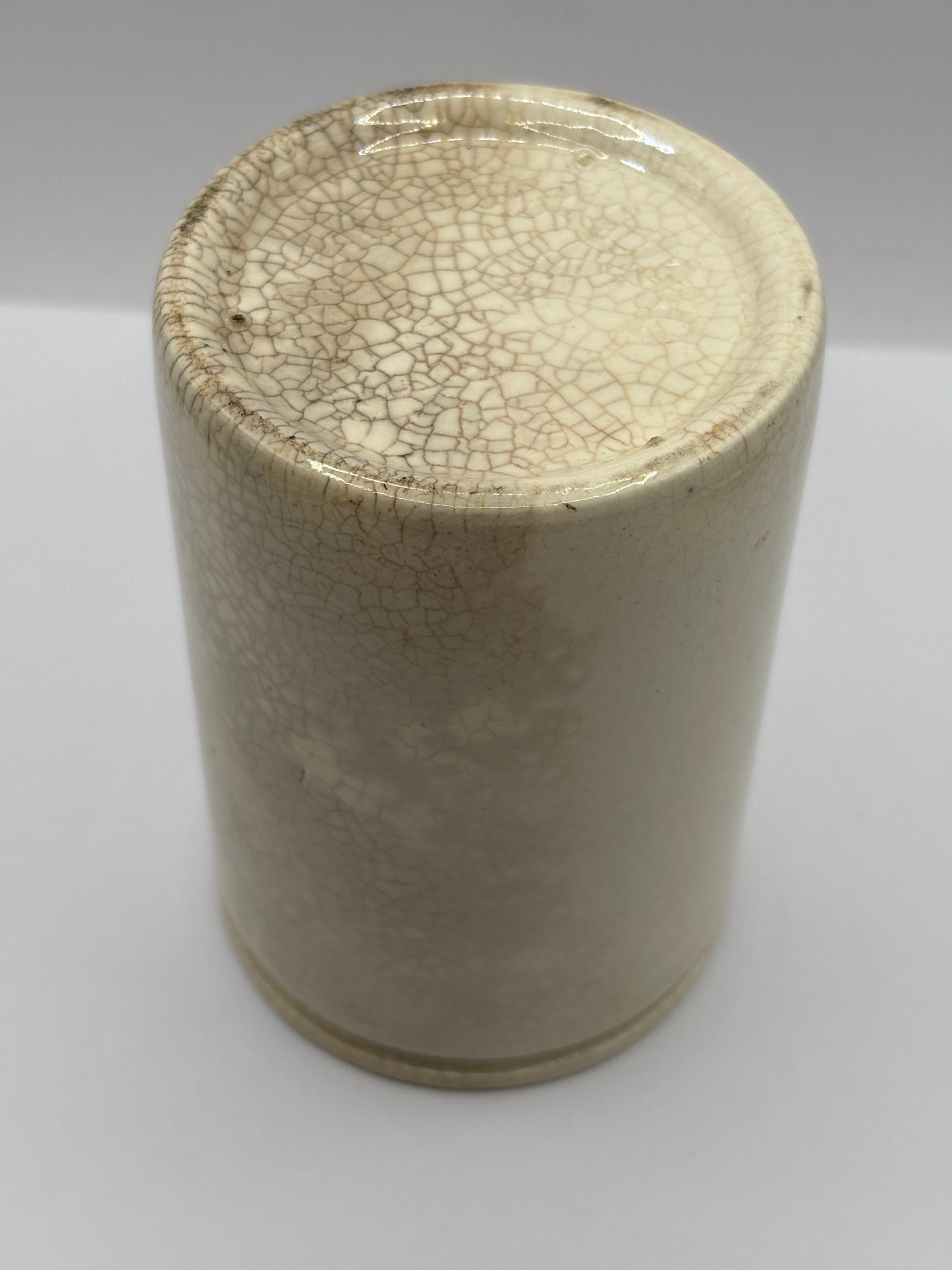 Old stained & crazed stoneware jam & marmalade pot