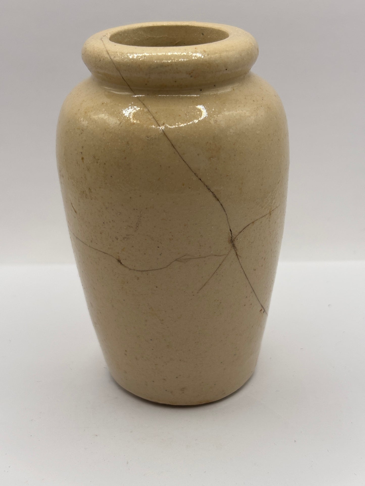 Old advertising cream pot, Rich preserved cream, Stranraer. Milk maid. damaged
