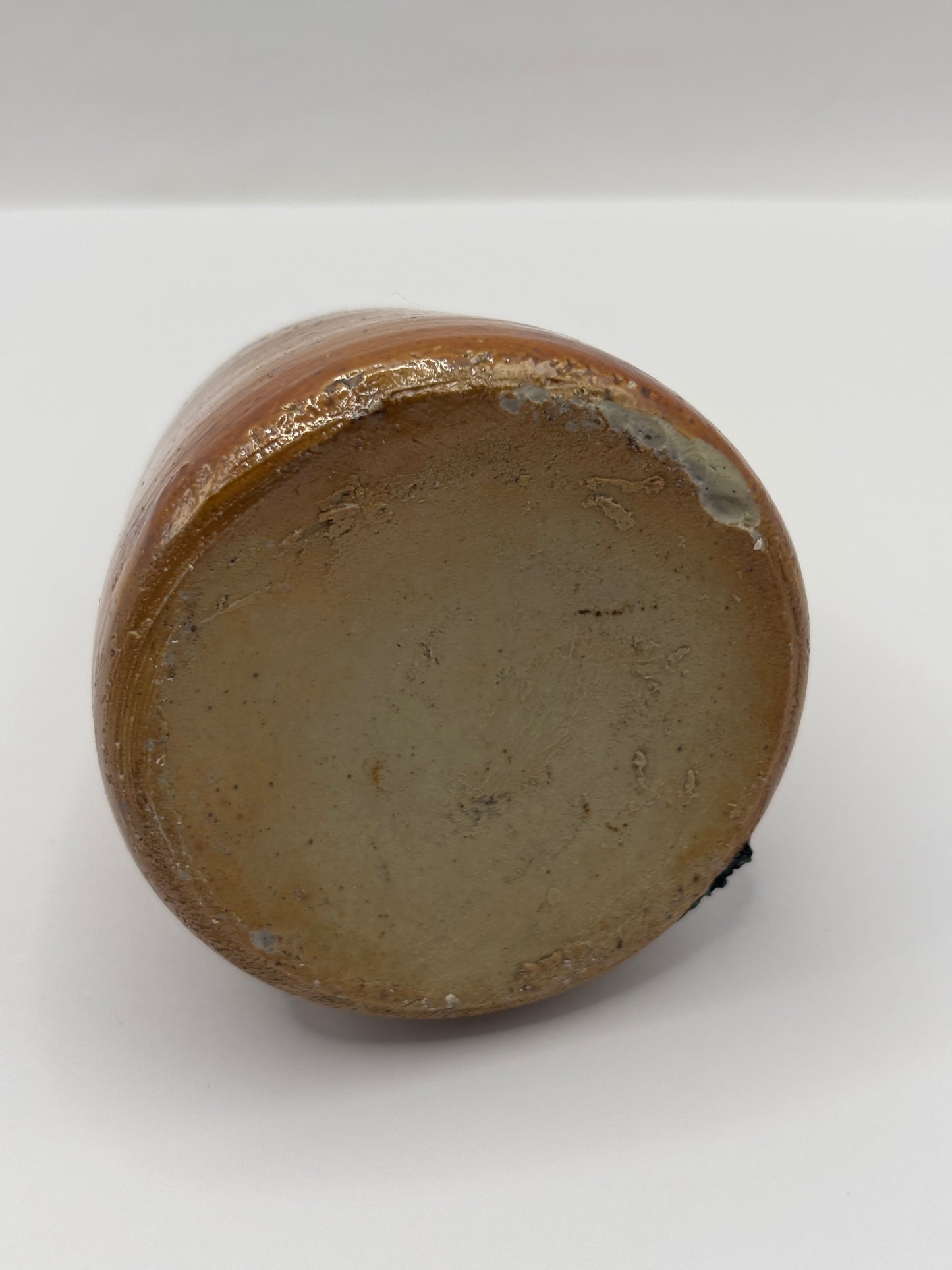 Old brown stoneware inkwell, ink bottle. Cone ink