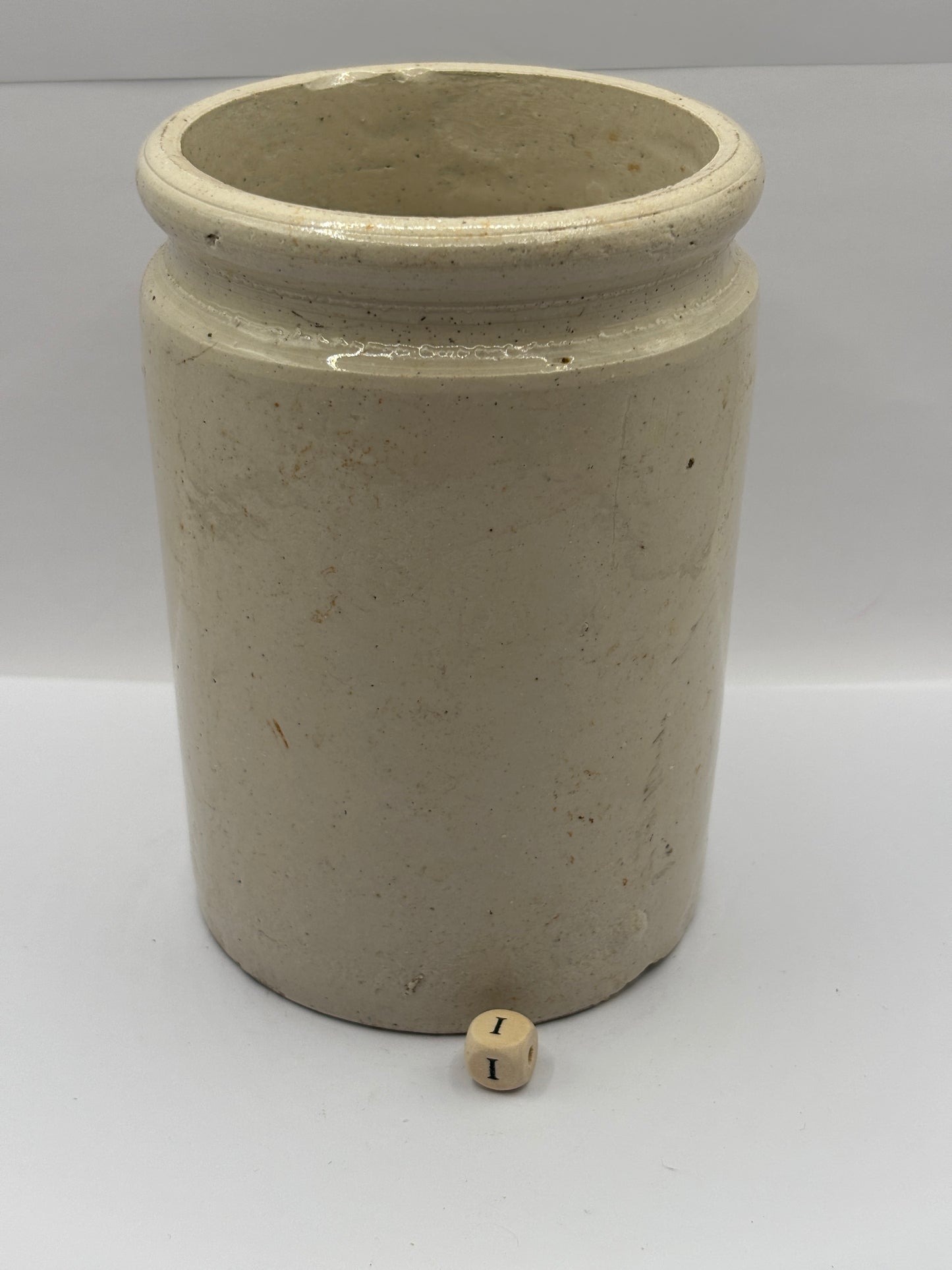 Old 2lb rolled top stoneware jam & marmalade pot (i)
