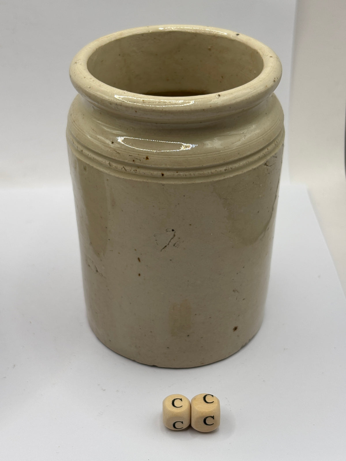 Old 1lb rolled top stoneware marmalade jar (cc)