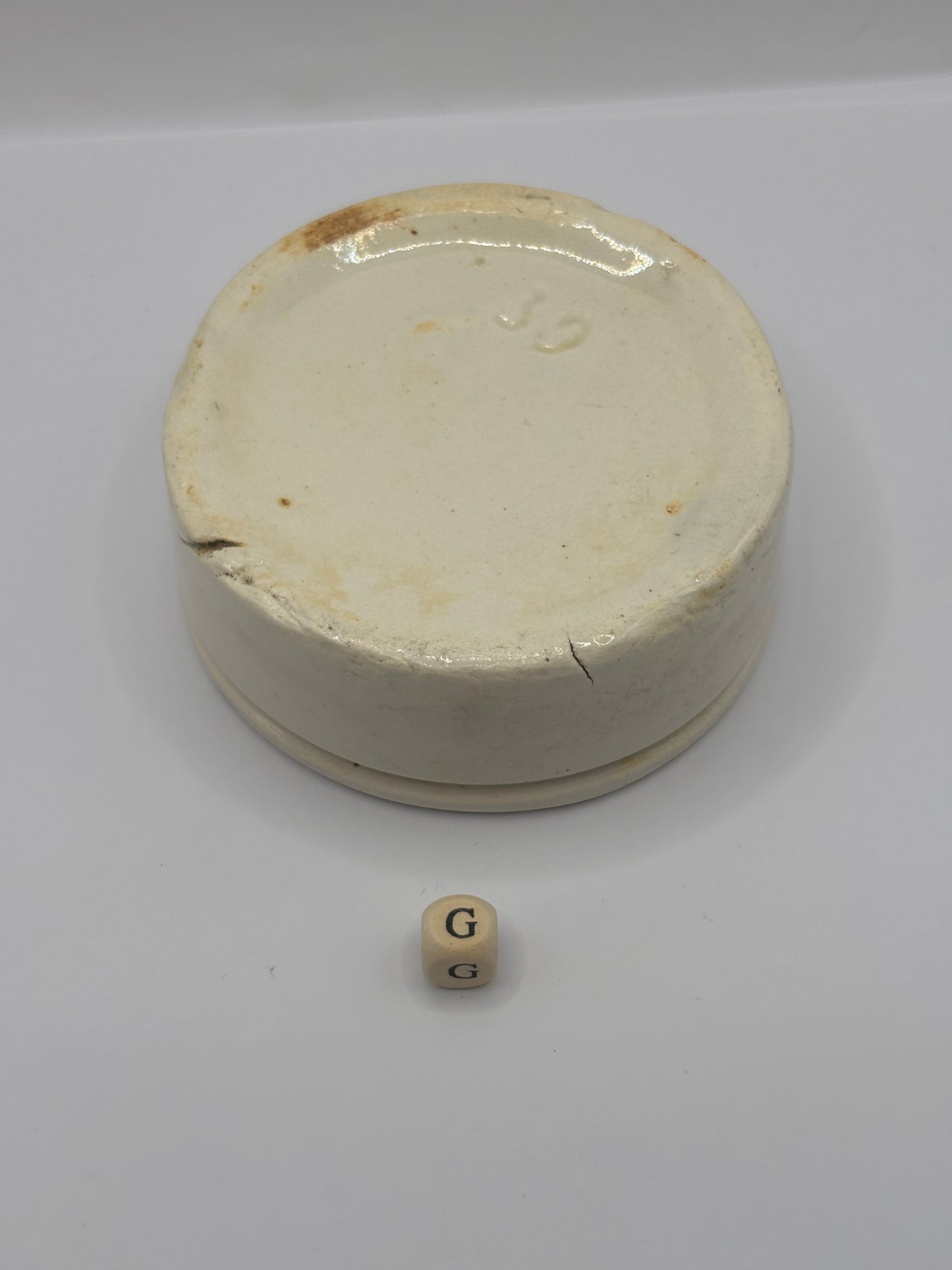 Old plain stoneware meat paste pot, potted meat (G)