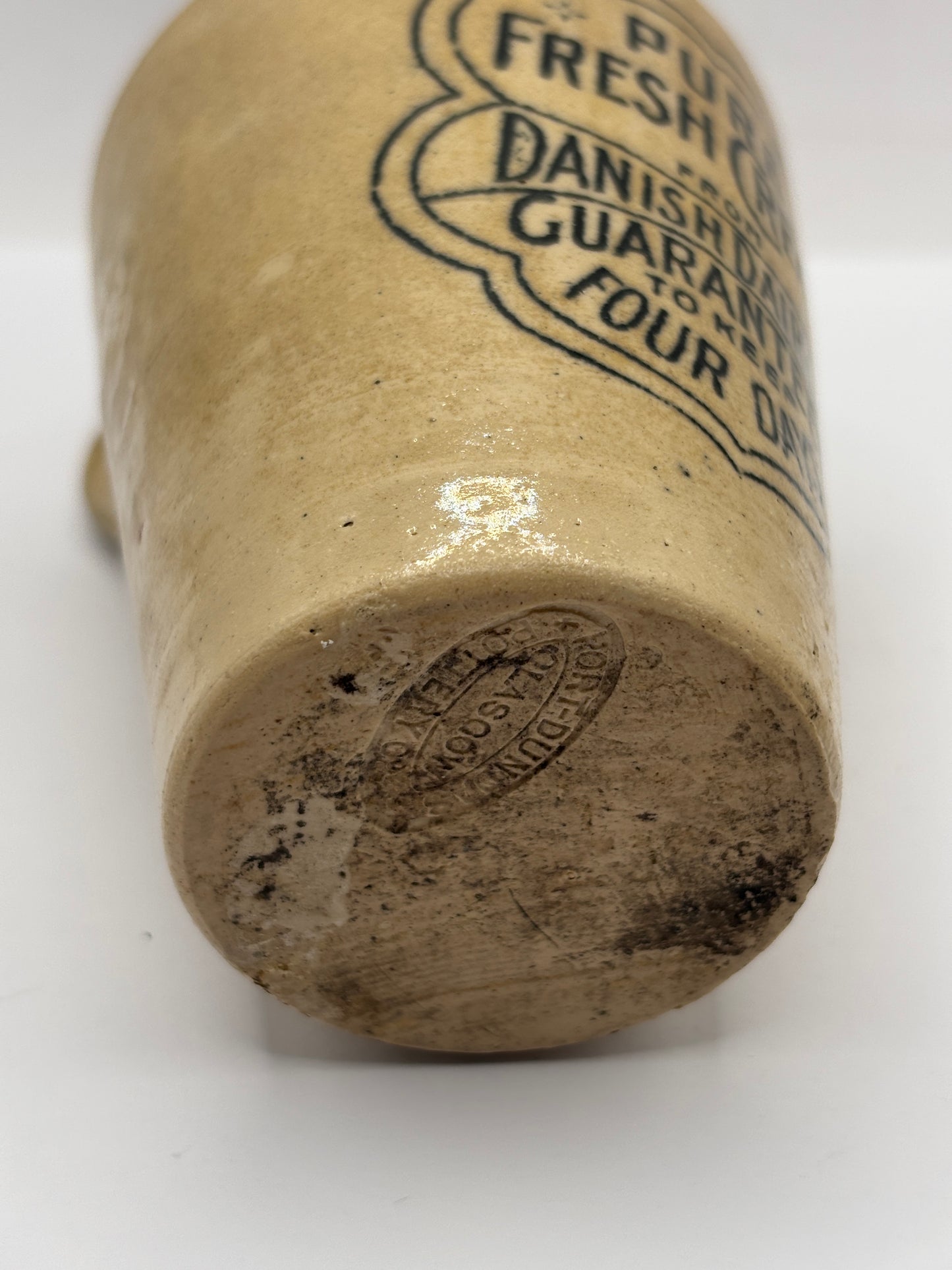 Old advertising cream pot, Pure fresh cream Danish dairy Co. Handled