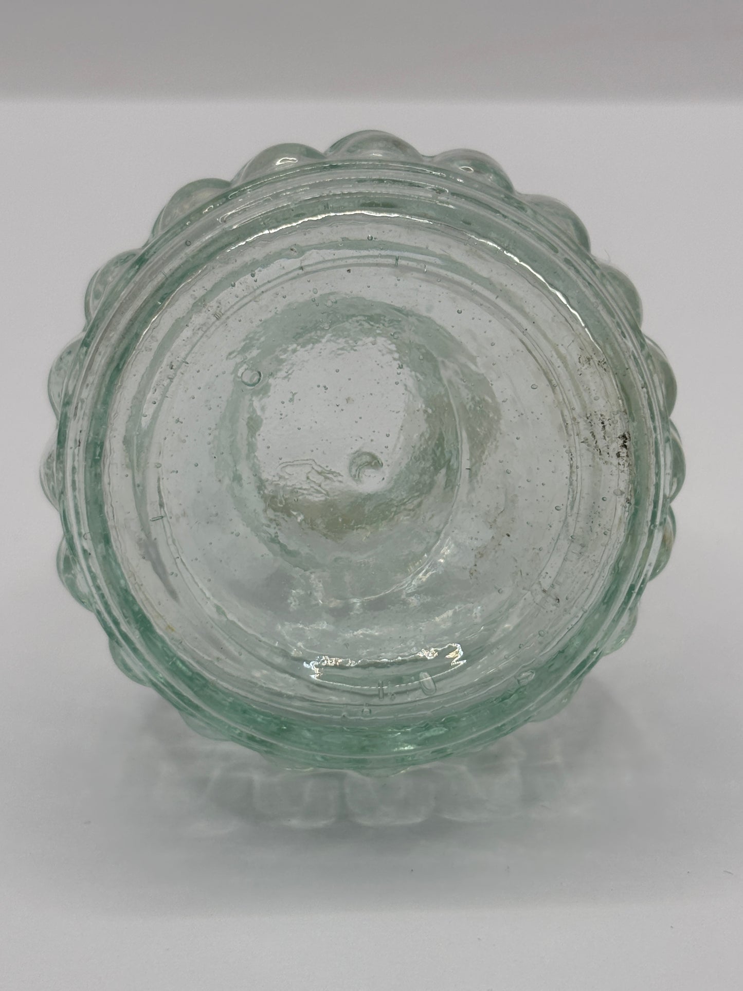 Old scarce aqua glass inkwell, bracelet ink, ink bottle