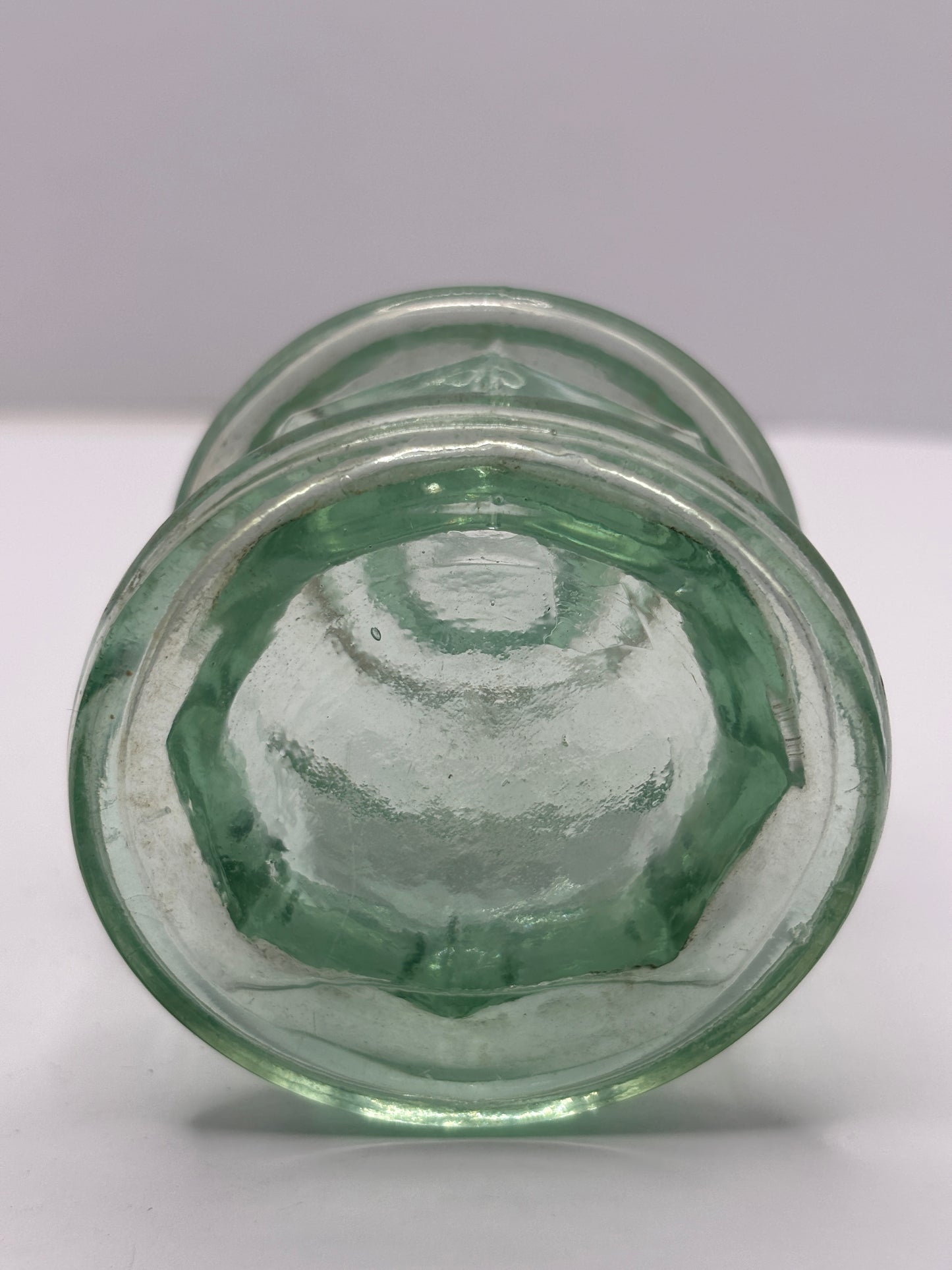 Old aqua glass ink bottle, inkwell