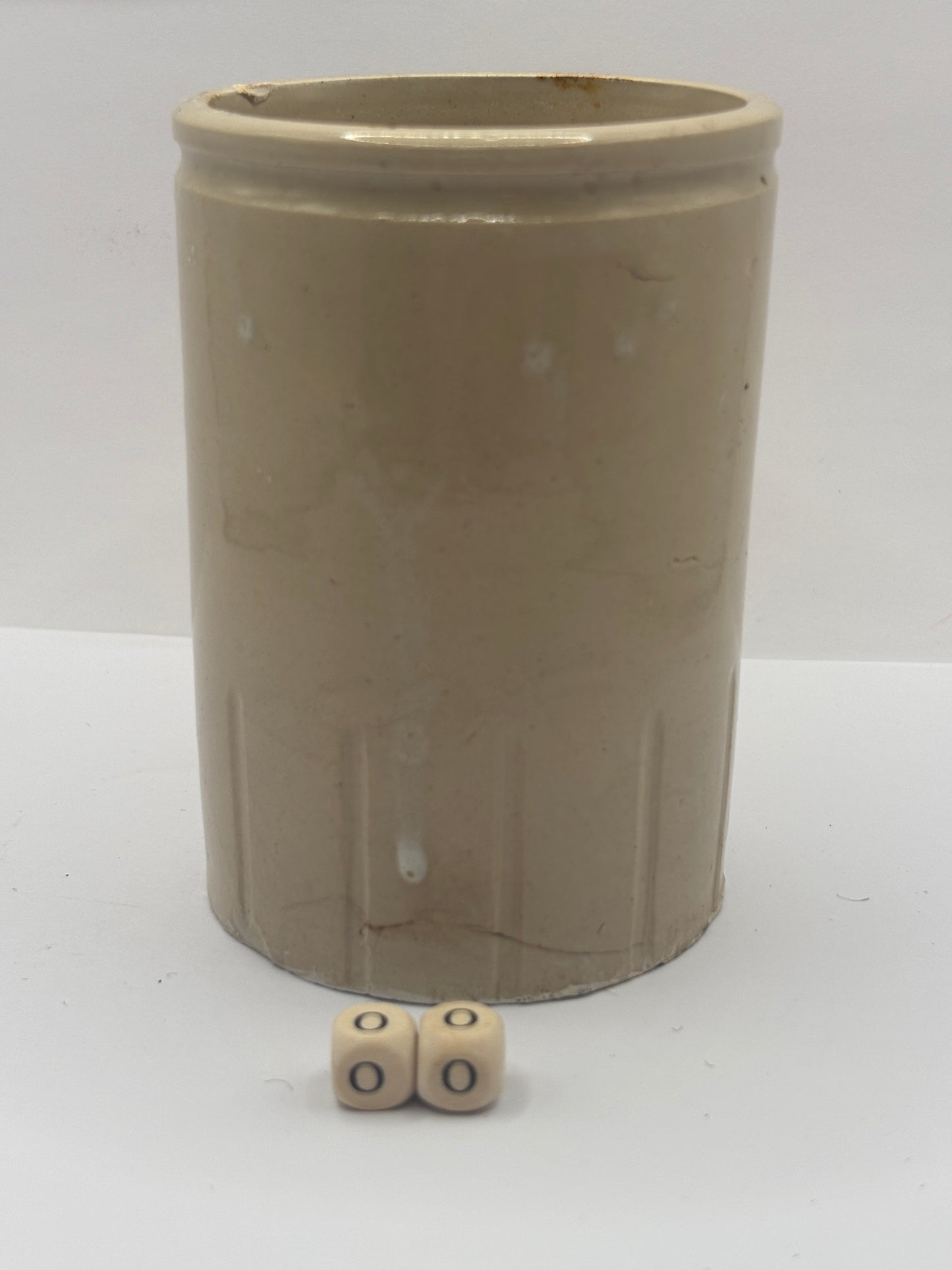 Old 1lb half ribbed stoneware jam pot (oo)