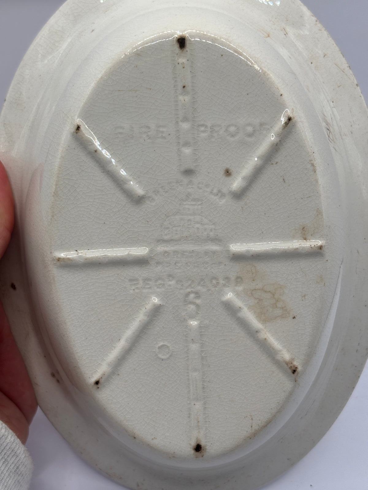 Old ironstone advertising pie dish, Hemmings Northampton