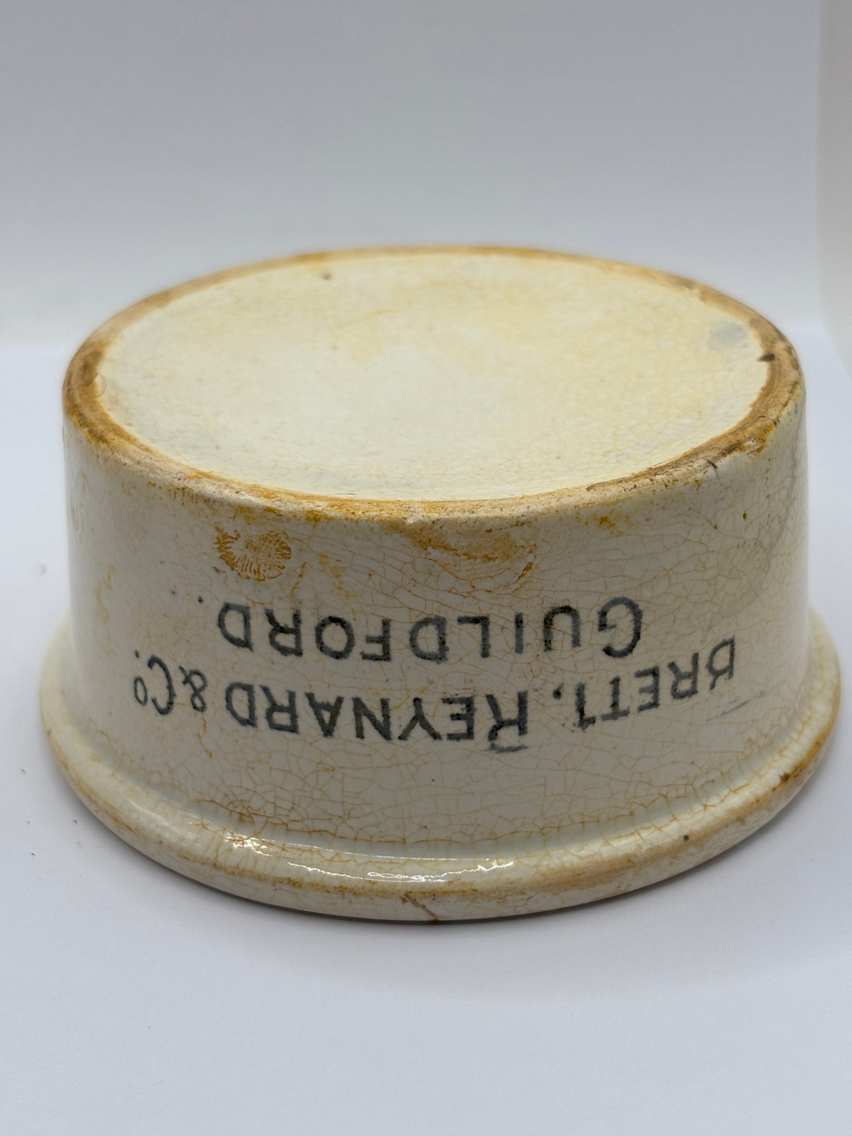 Old scarce advertising meat paste pot, Reynard & co Guildford
