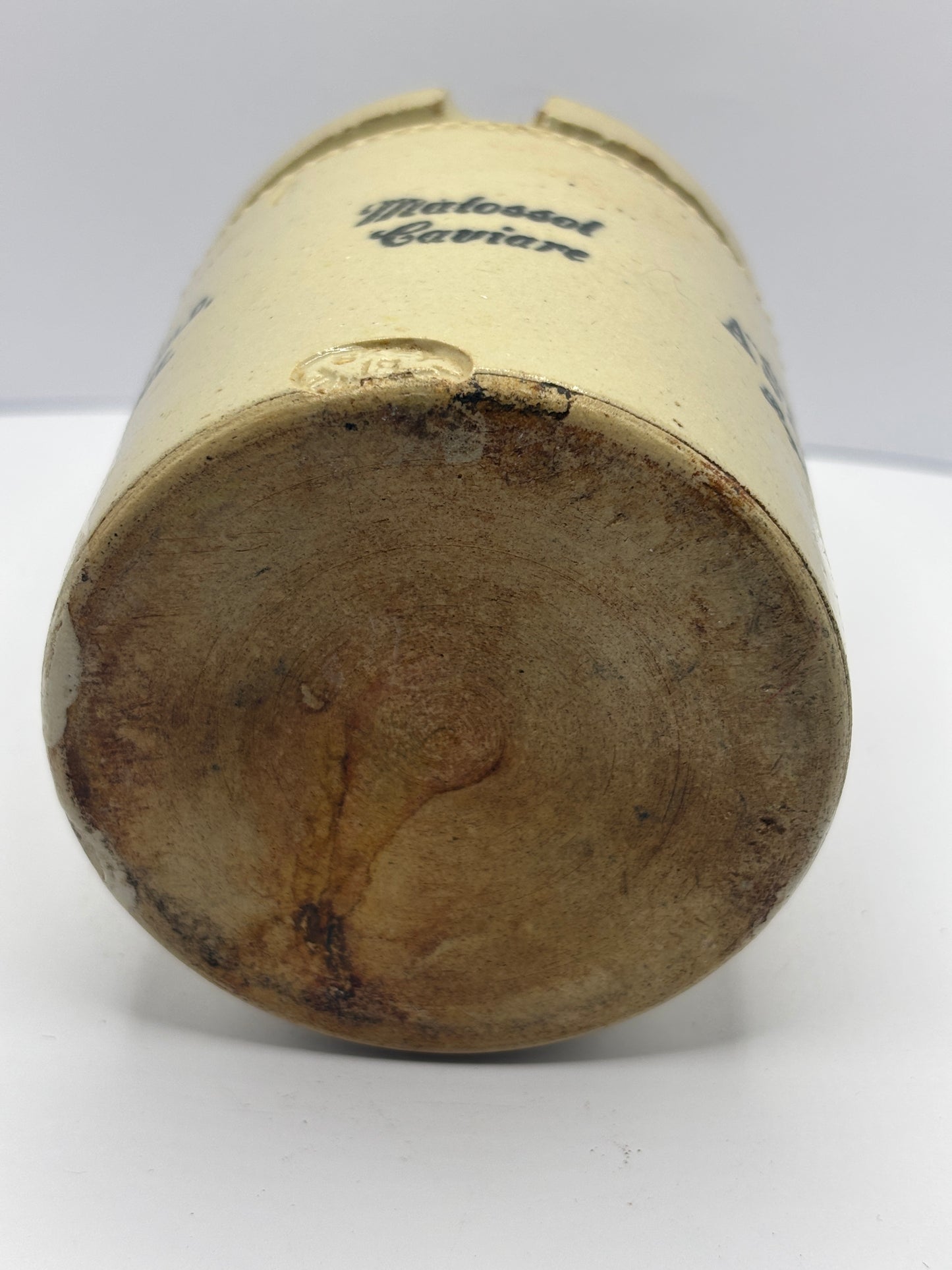Old stoneware caviare jar. Astrakhan molossol caviare
