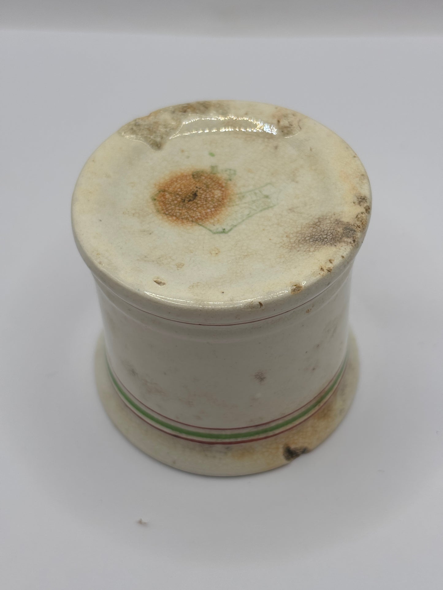 old Small stained stoneware pot