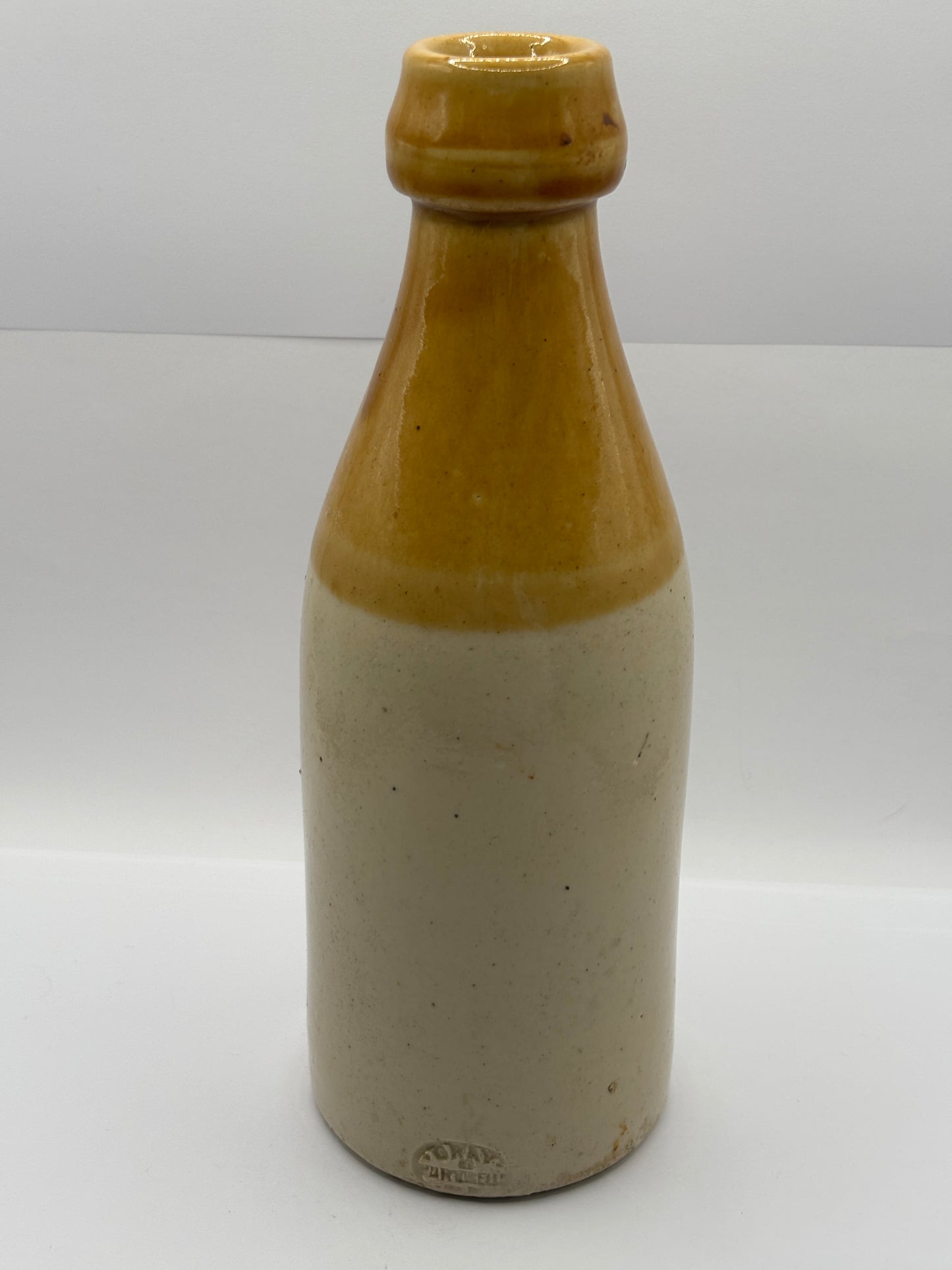 Old stoneware ginger beer bottle, Fermented ginger beer. Duncan Flockhart & Co. Edinburgh