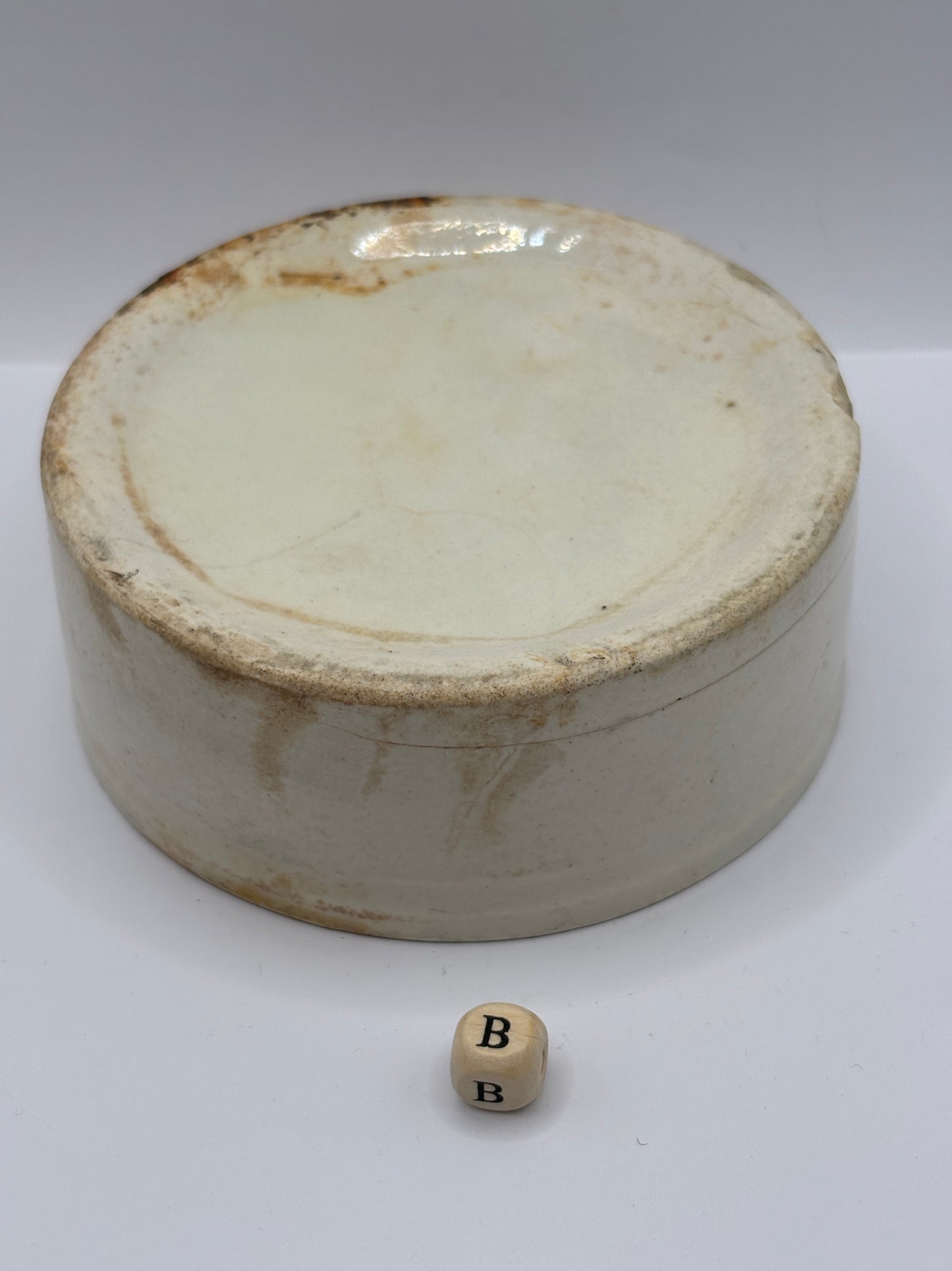Old large plain stoneware meat paste pot, potted meat