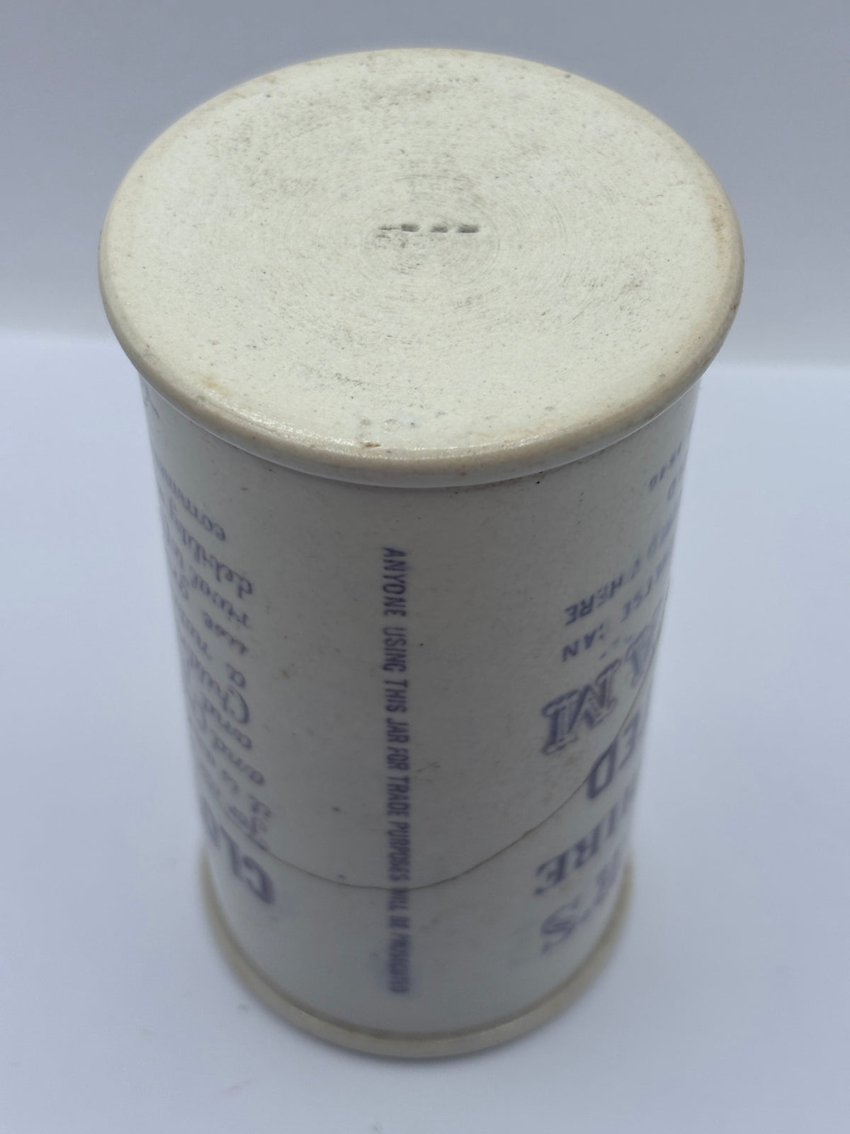 Old rare purple print advertising clotted cream Jar, Horners devonshire clotted cream. Repaired (badly)