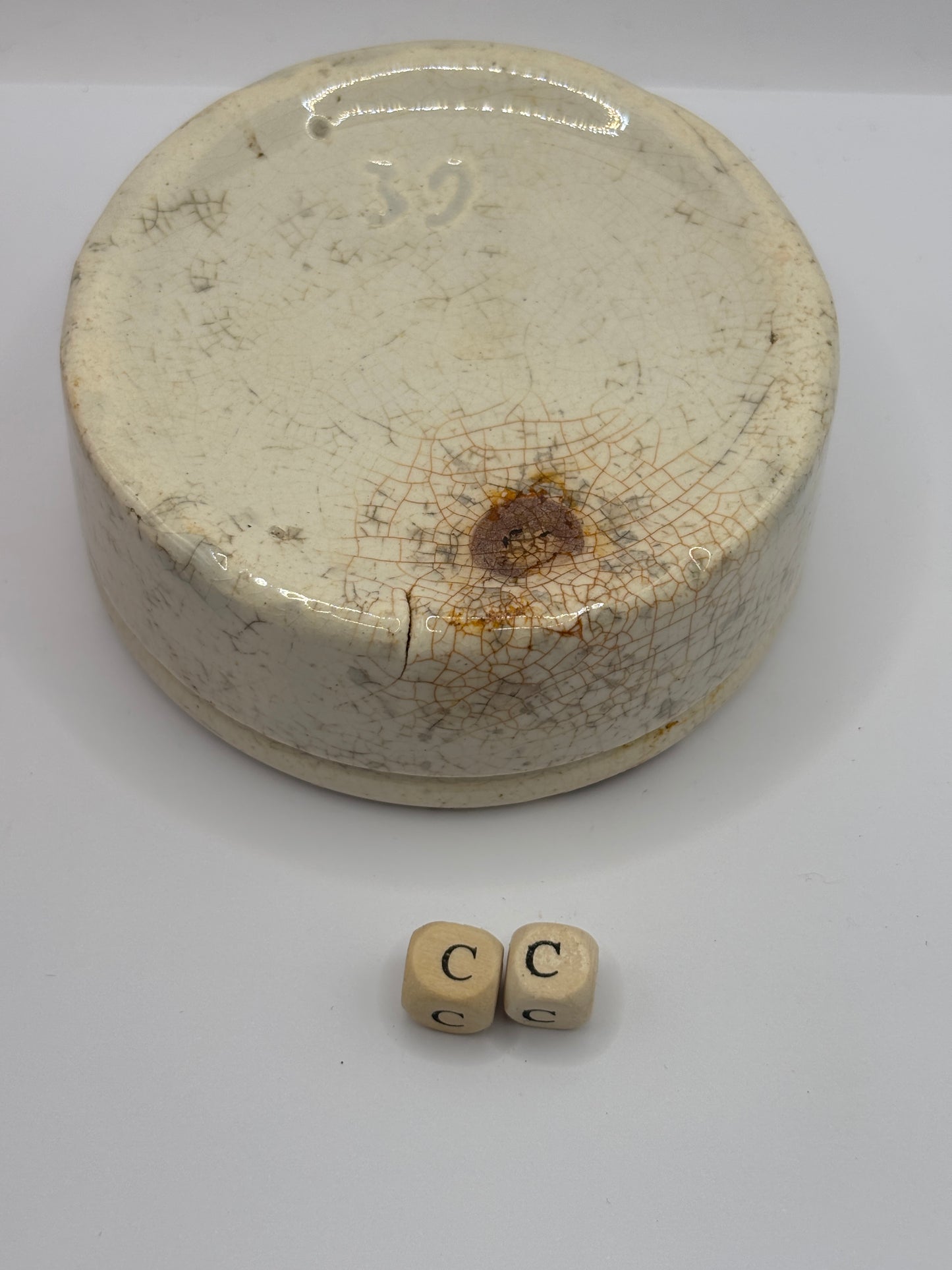Old plain stoneware meat paste pot, potted meat (CC)