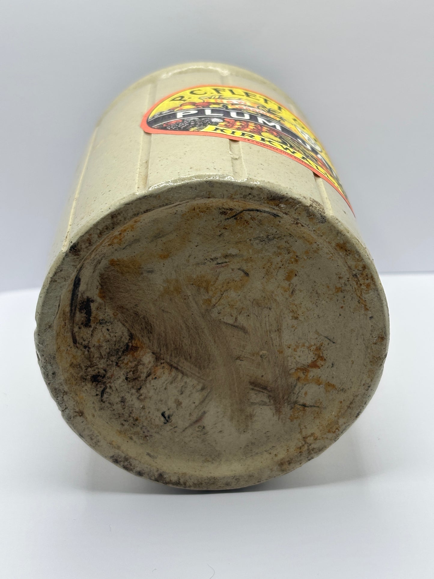 Old 2lb ribbed rolled top jam & marmalade jar, with added label