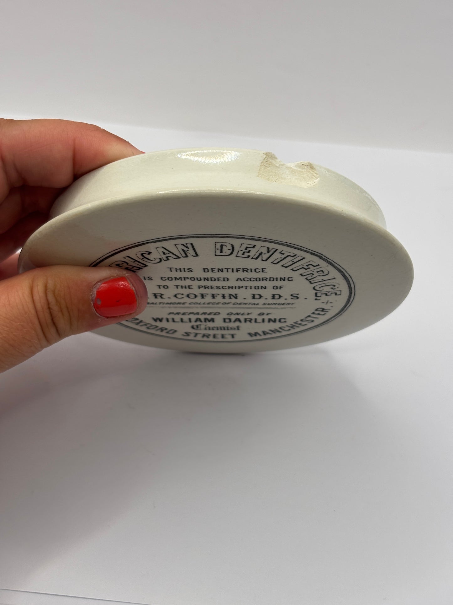 Old advertising lid, large size, American Dentifrice