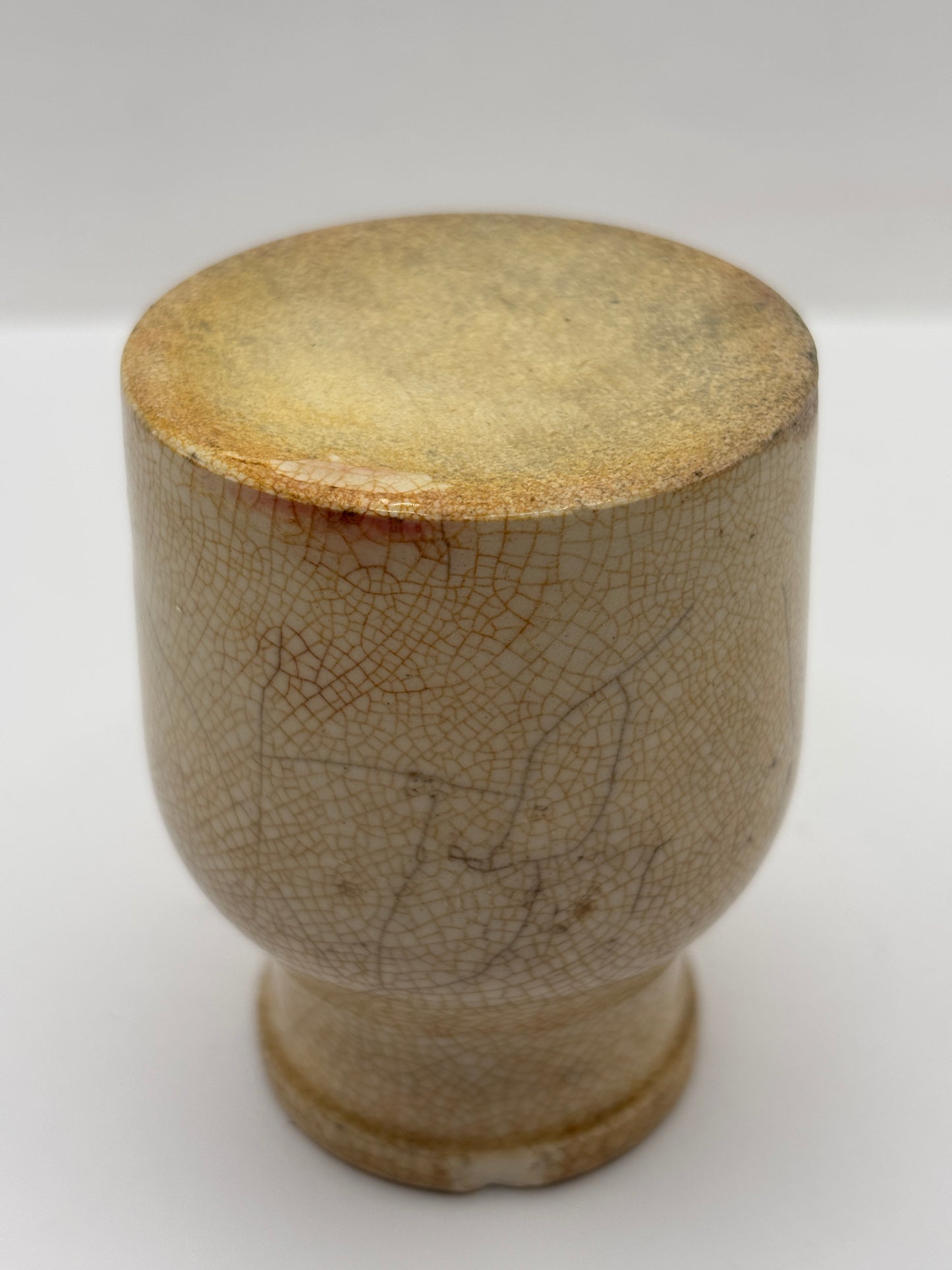 Old small stained & crazed pot